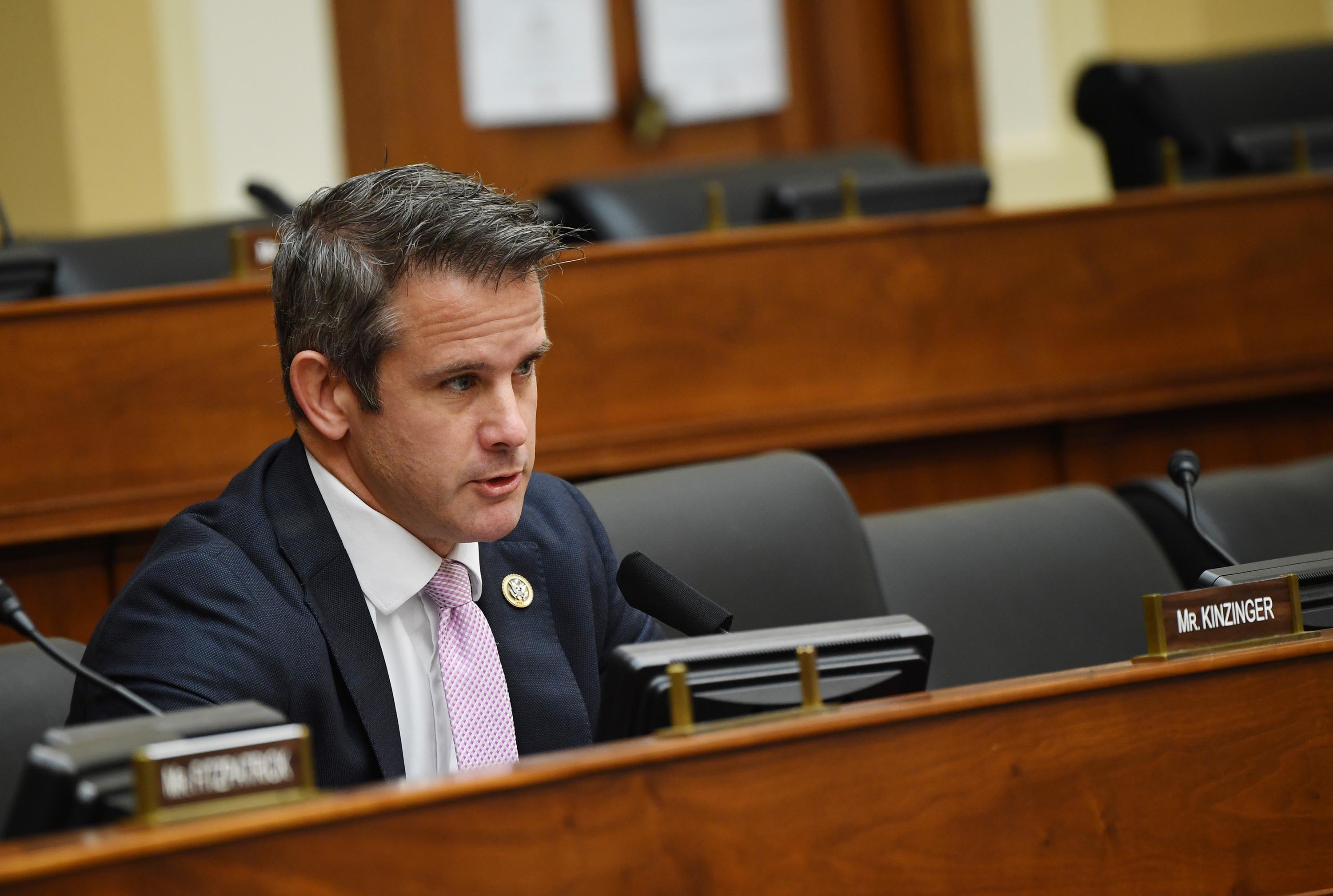 Rep. Adam Kinzinger questions witnesses during a House Committee on Foreign Affairs hearing in Washington, DC on September 16, 2020.