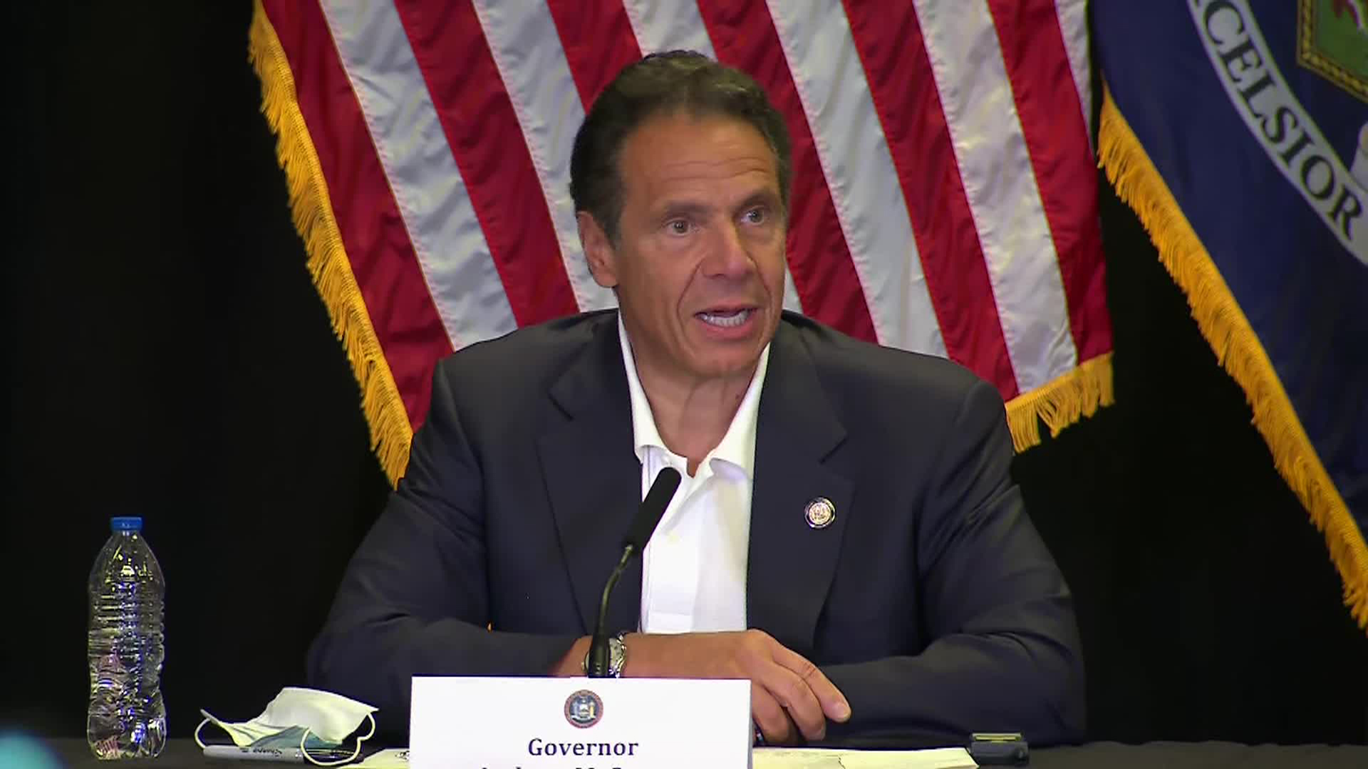 New York Gov. Andrew Cuomo speaks during a press conference in Savannah, Georgia, on July 20. 