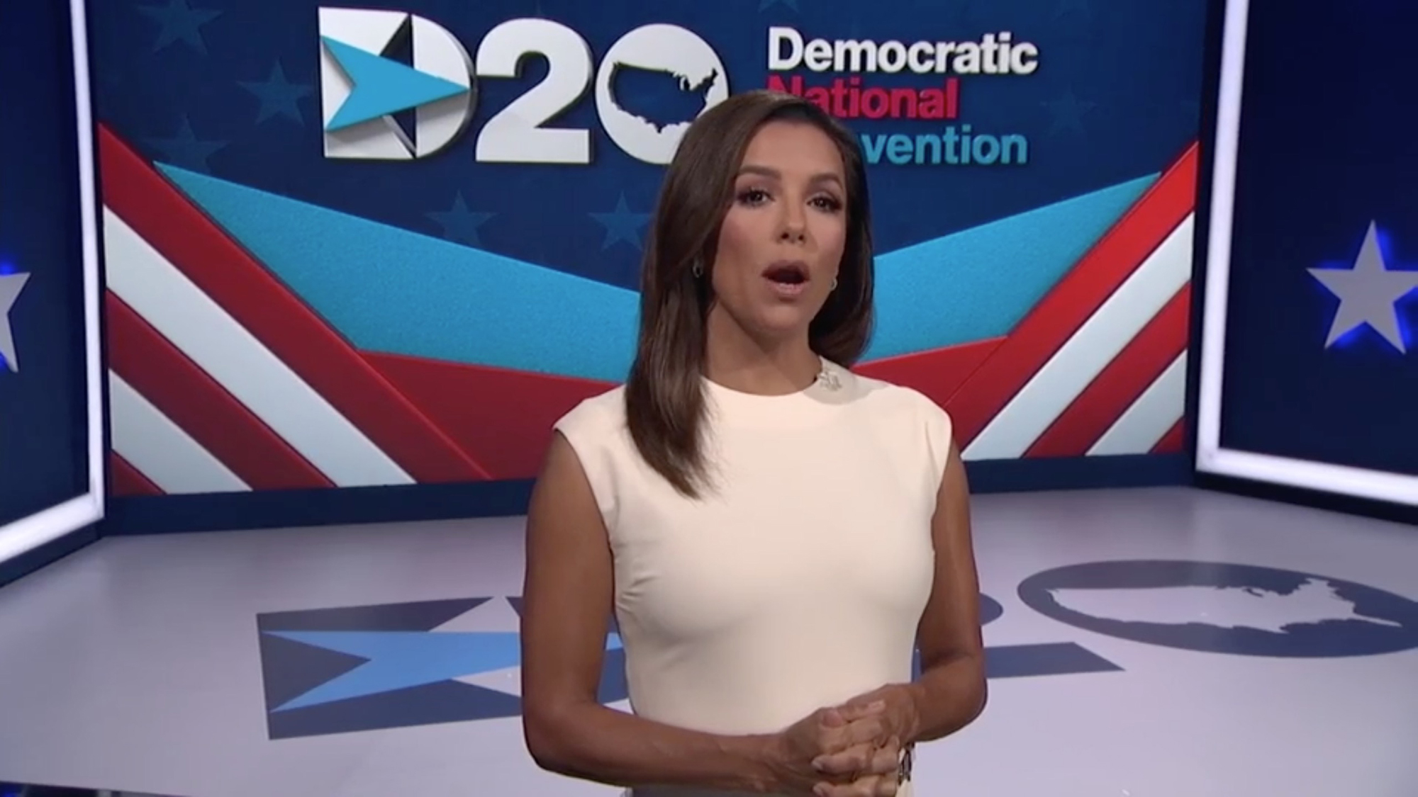 Actress Eva Longoria hosts the Democratic National Convention on August 17.