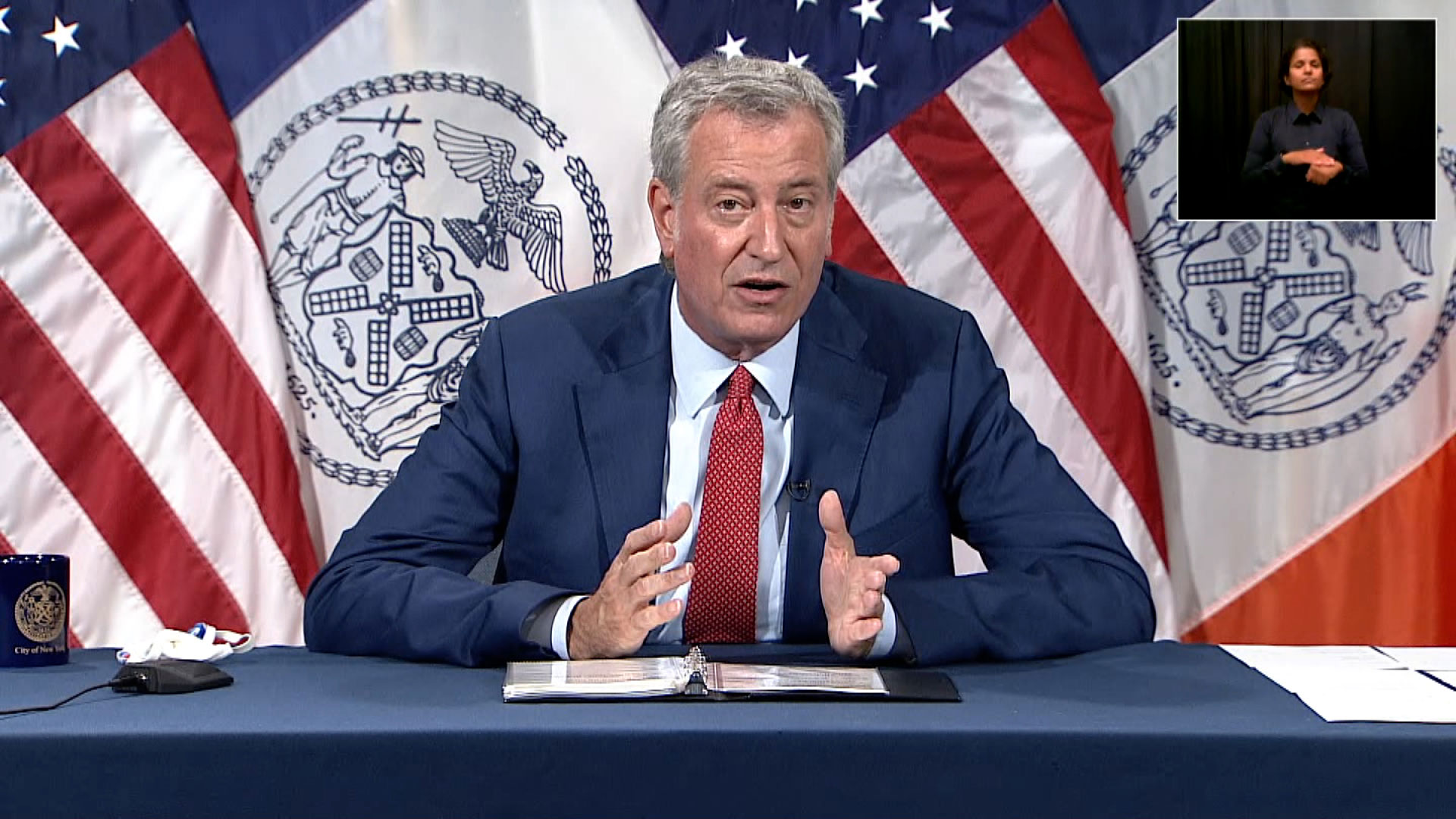 Mayor Bill de Blasio speaks in New York on June 9.