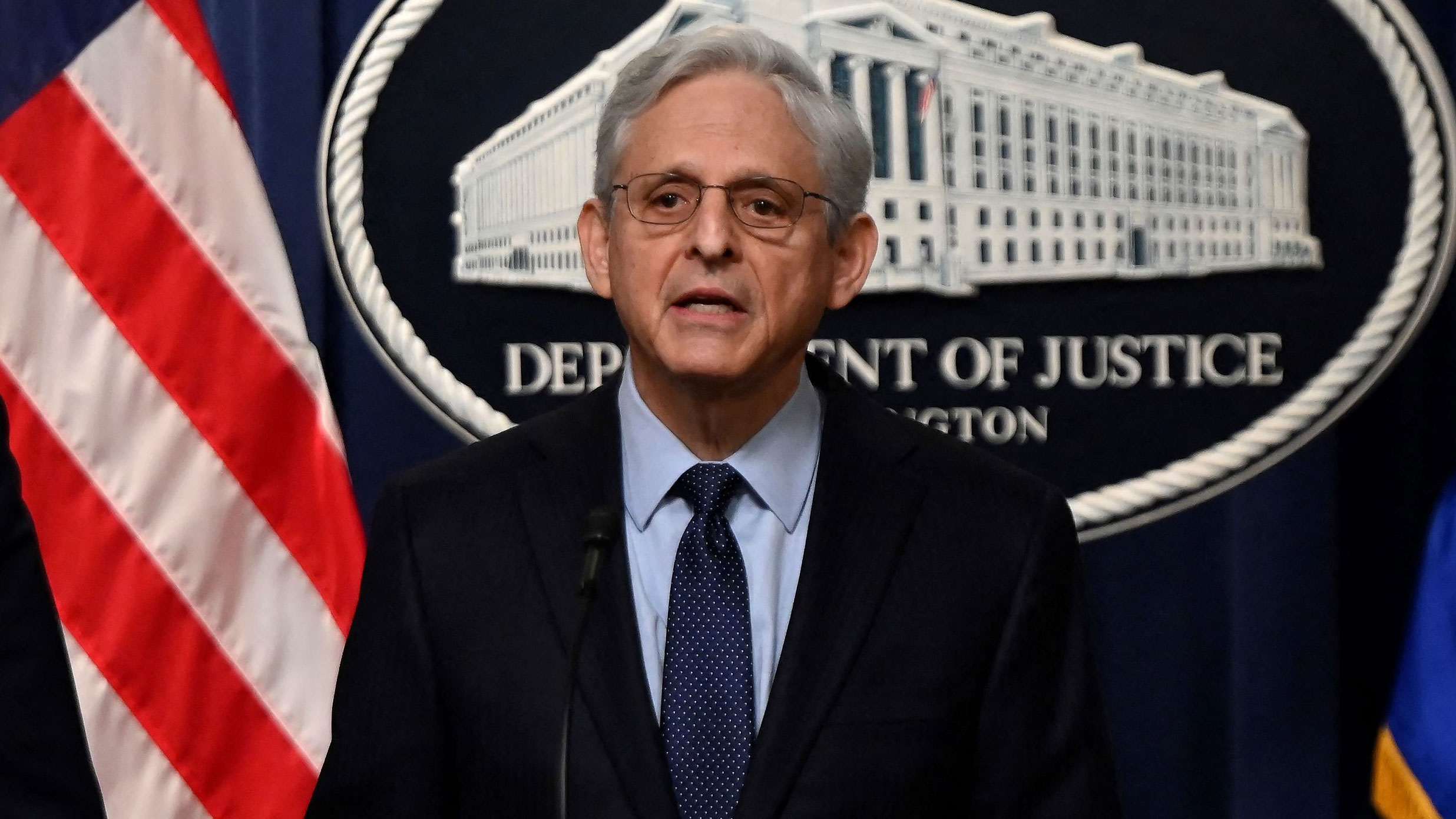 Attorney General Merrick Garland delivers his statement on Thursday.