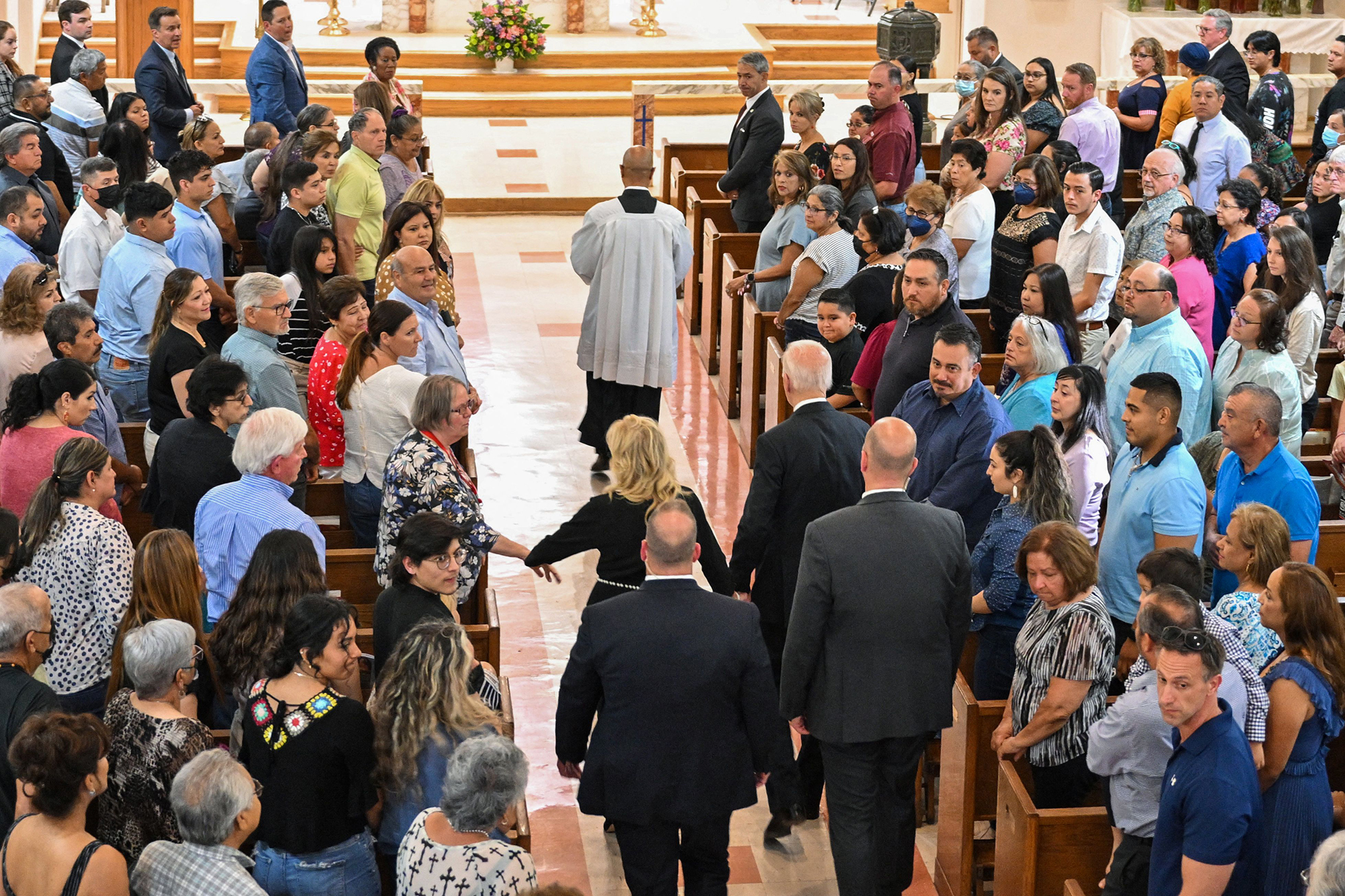 President Joe Biden and first lady Jill Biden attend Mass at Sacred Heart Catholic Church in Uvalde, Texas, on Sunday, May 29. 