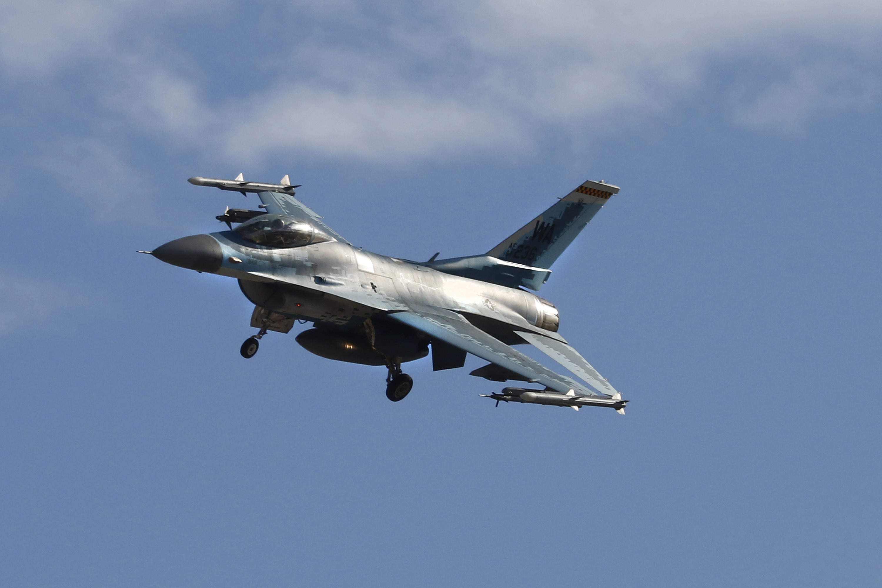 An F-16C Fighting Falcon fighter jet