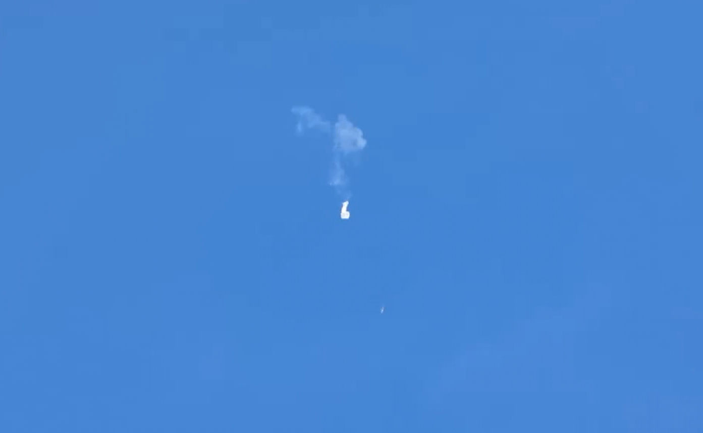 This still from Travis Huffstetler's video shows the balloon falling to the Earth. 