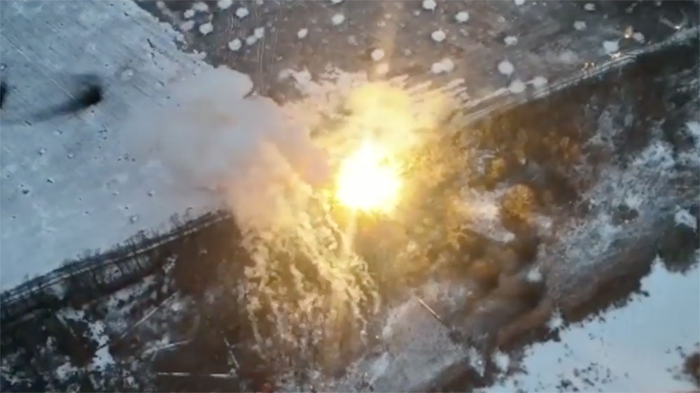  Ukrainian forces released a video of a powerful explosion they said resulted from the attack. 