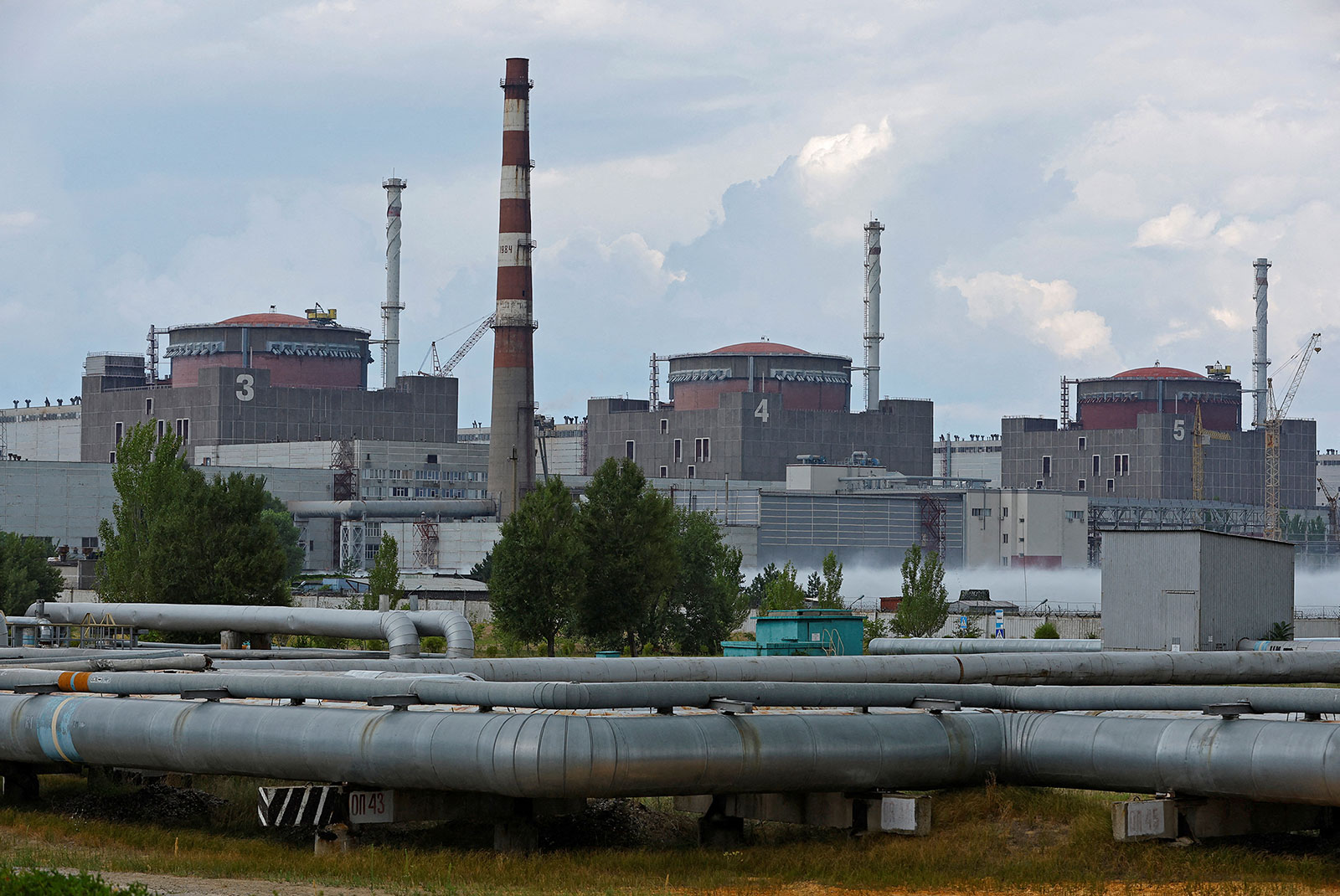 The Zaporizhzhia nuclear power plant is seen outside Enerhodar, Ukraine, on August 4.