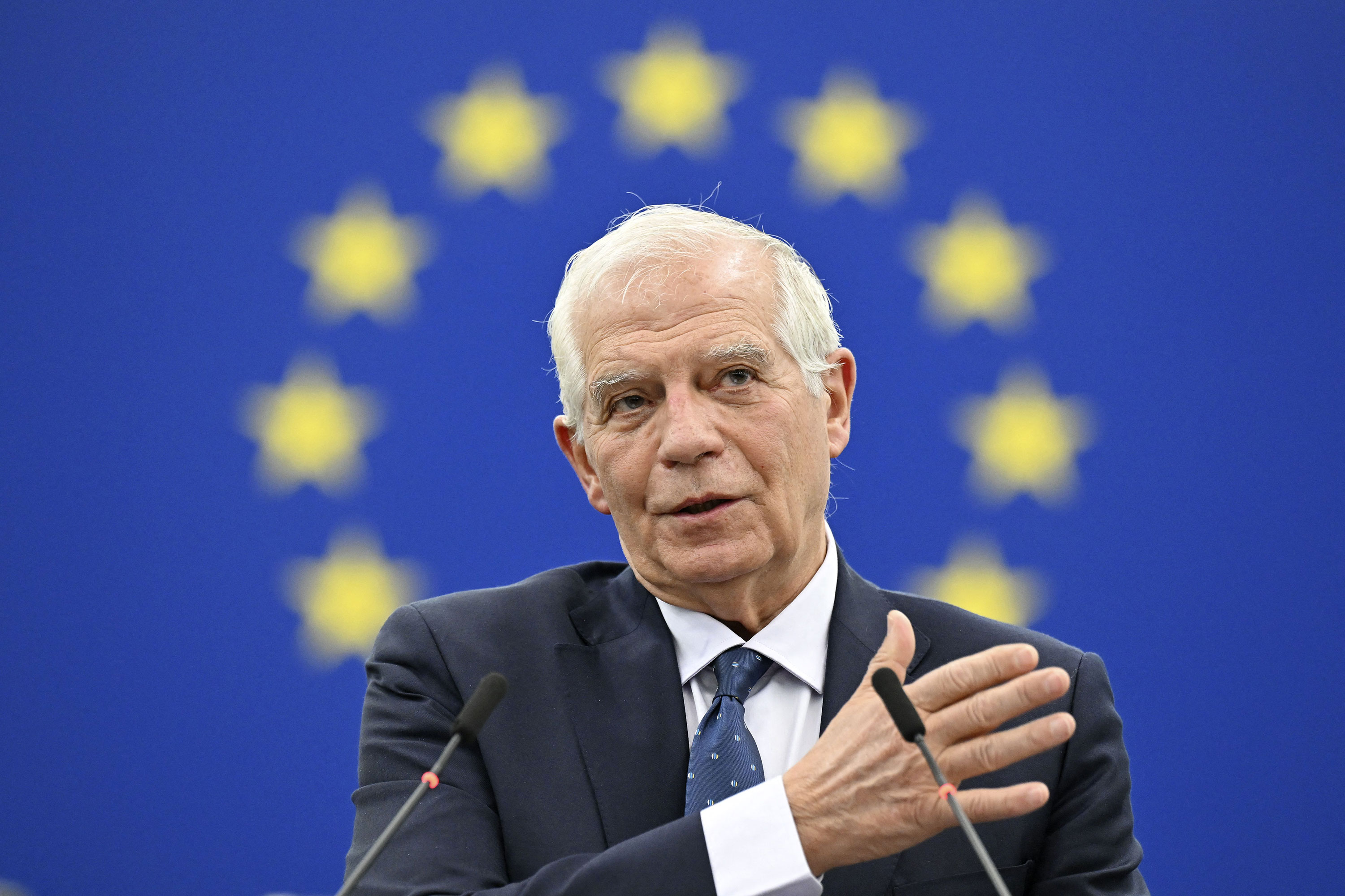 European Union Foreign Policy Chief Josep Borrell speaks during a plenary session at the European Parliament on February 15 in Strasbourg, France. 