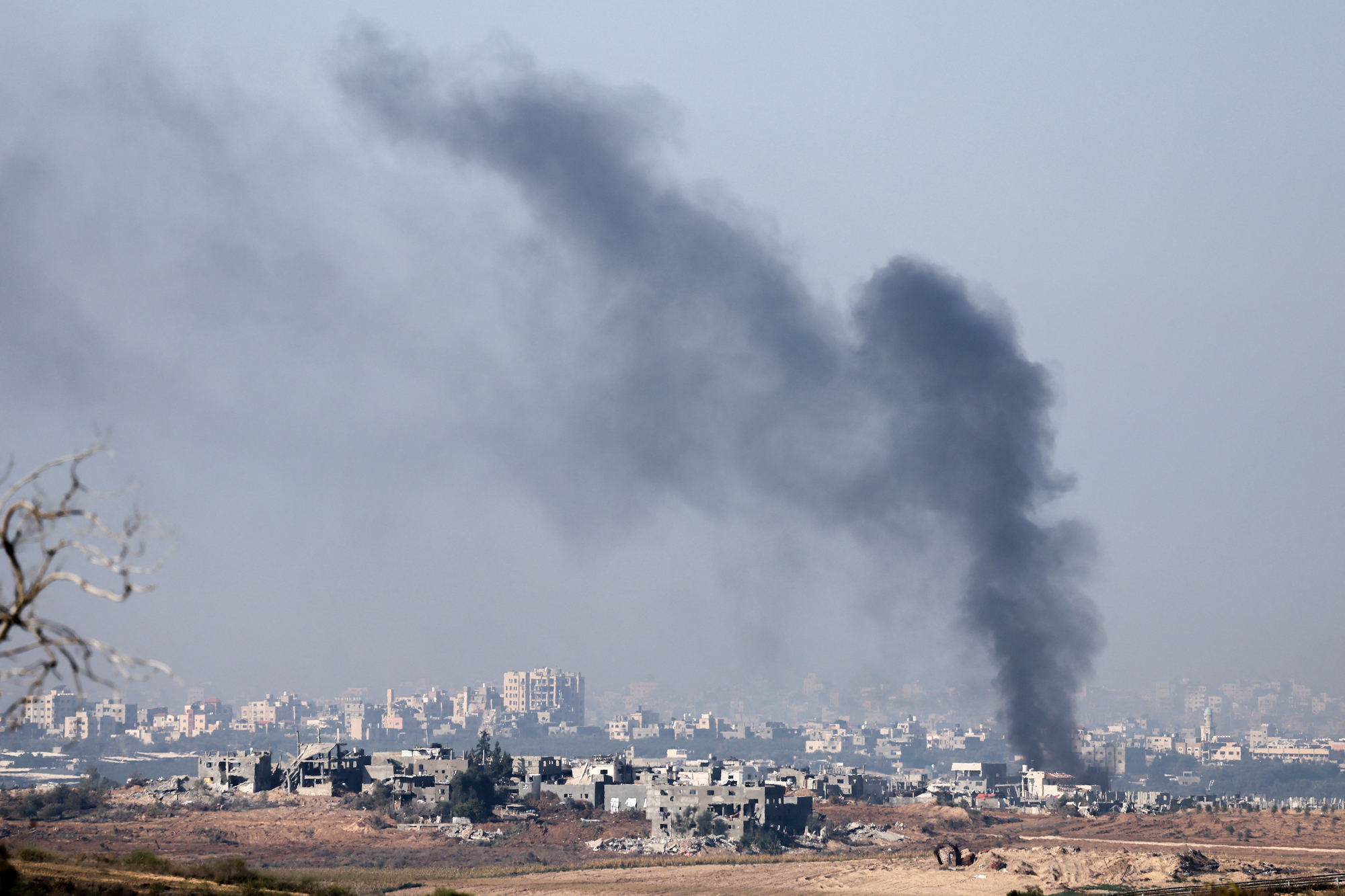 Smoke is seen rising from Gaza on Saturday.