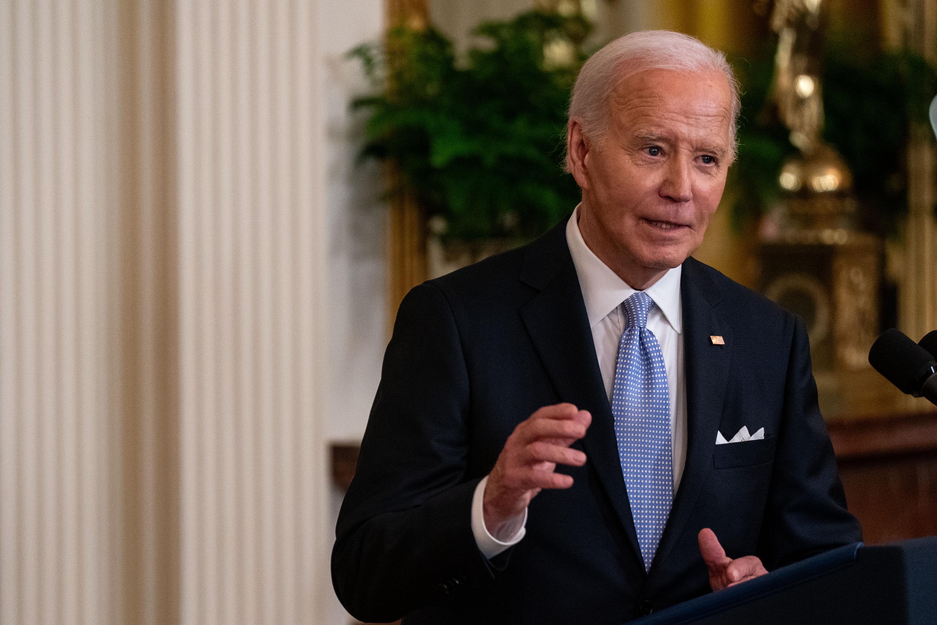 President Joe Biden is pictured speaking during an event at the White House in Washington, DC, on May 3. 