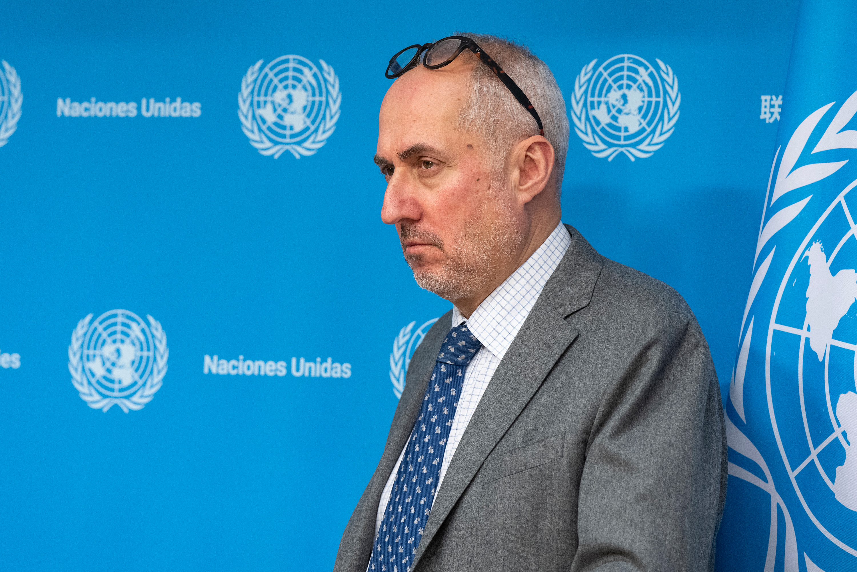 Stéphane Dujarric is seen at UN Headquarters in New York on January 15.