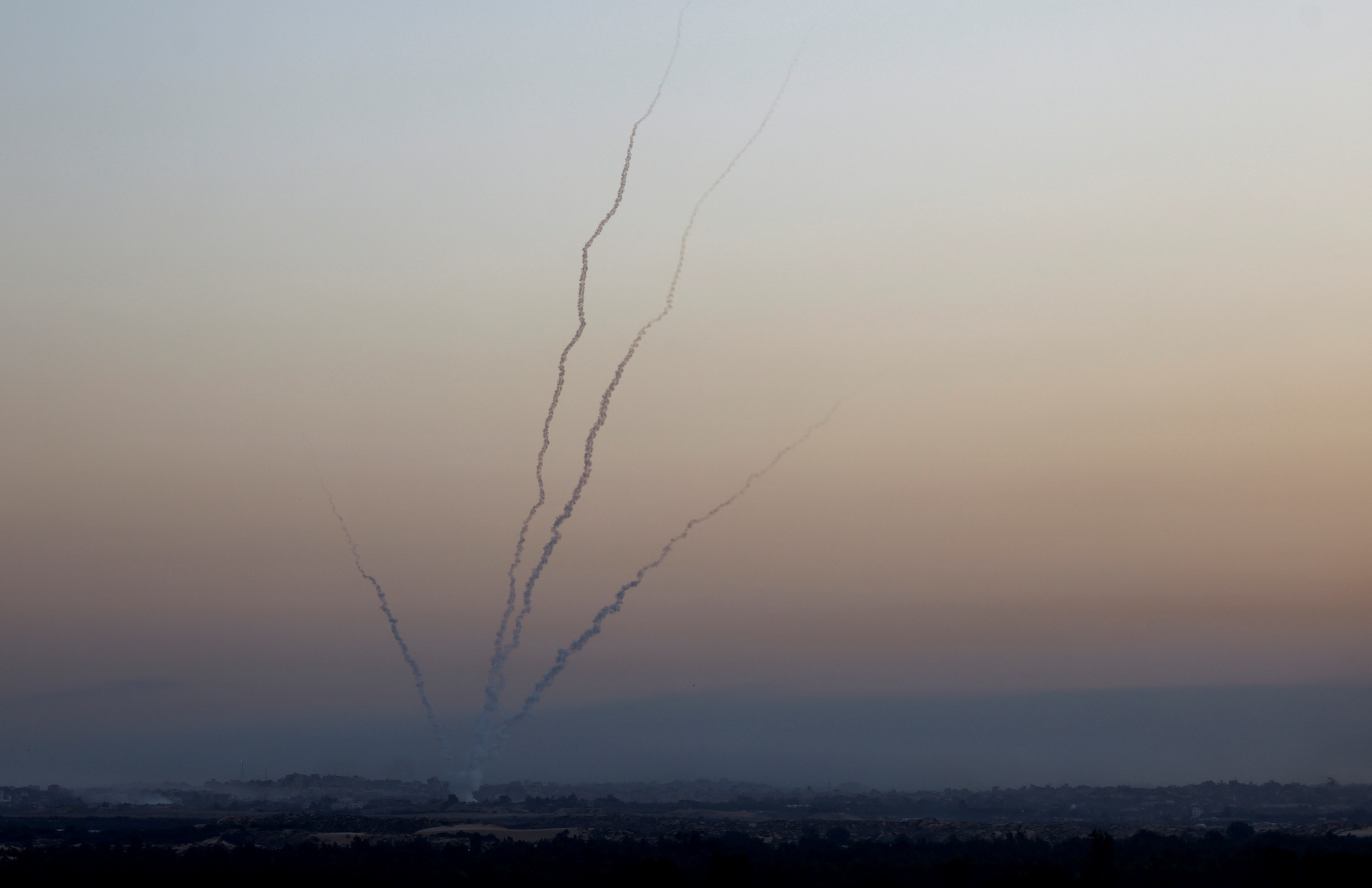 Rockets are launched from northern Gaza on Saturday.