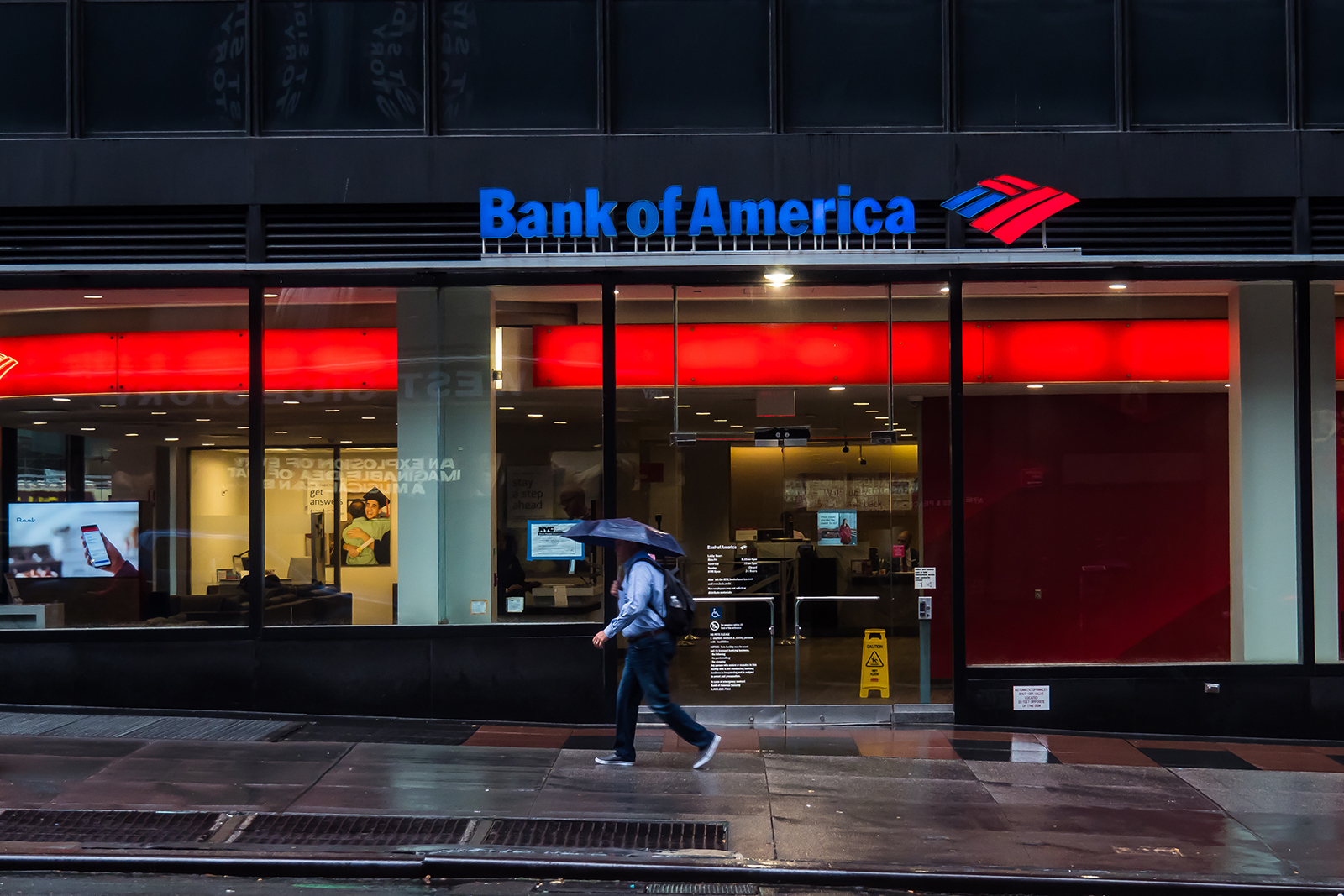 A Bank of America branch pictured on November 1, 2019 in New York City. 