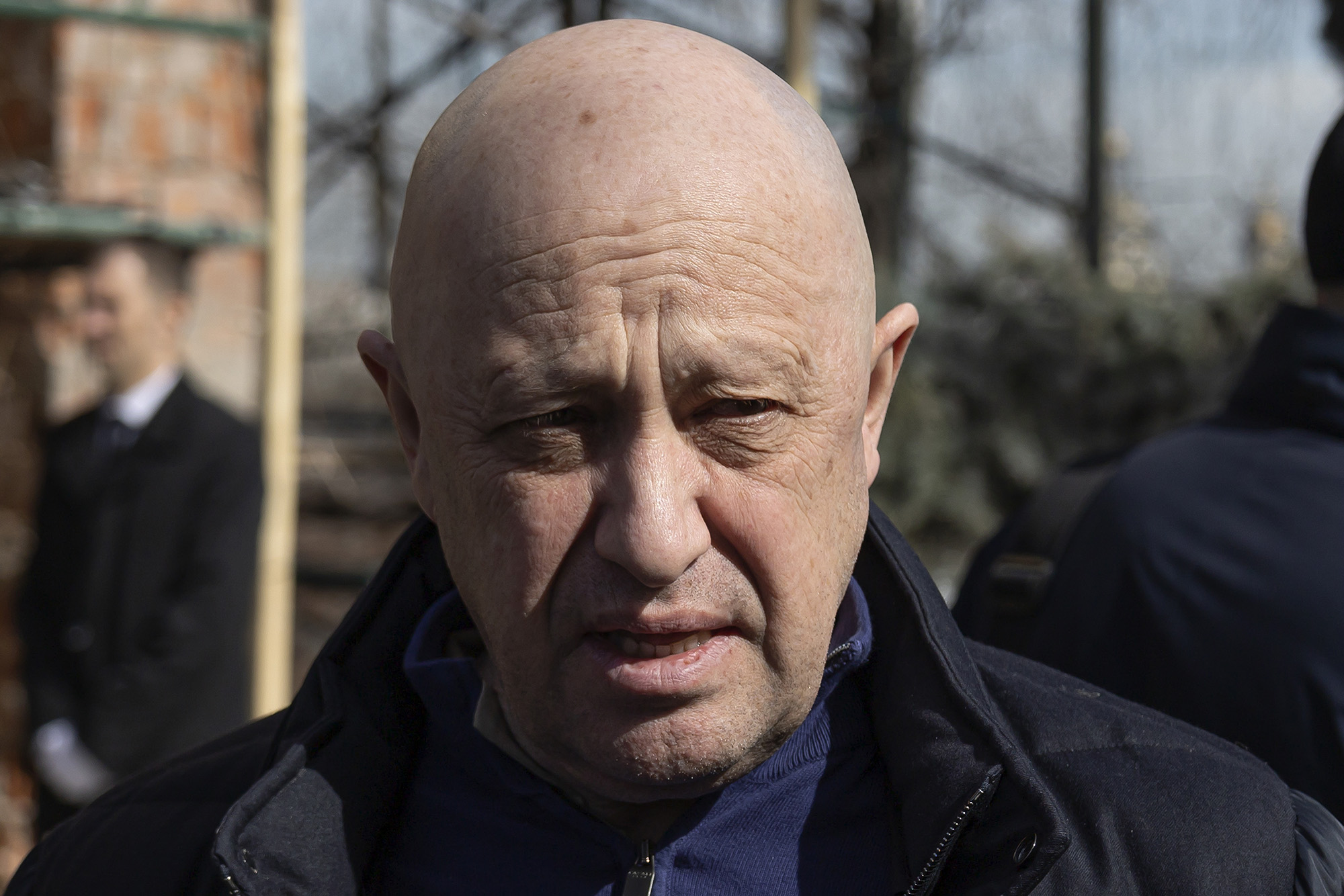 Yevgeny Prigozhin during a funeral ceremony at the Troyekurovskoye cemetery in Moscow, Russia, on April 8.