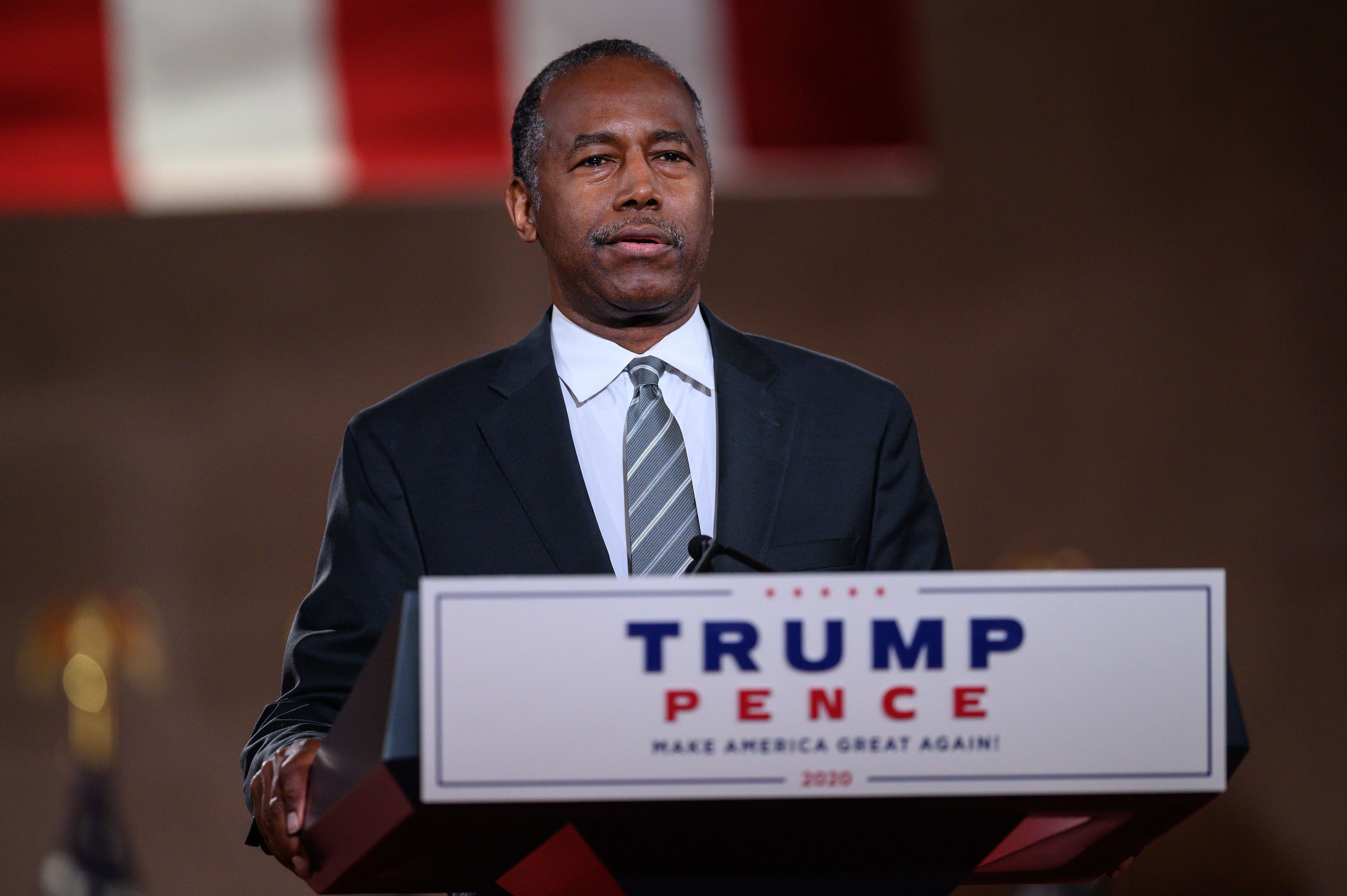HUD Secretary Ben Carson speaks during the Republican National Convention in Washington, DC, on August 27.