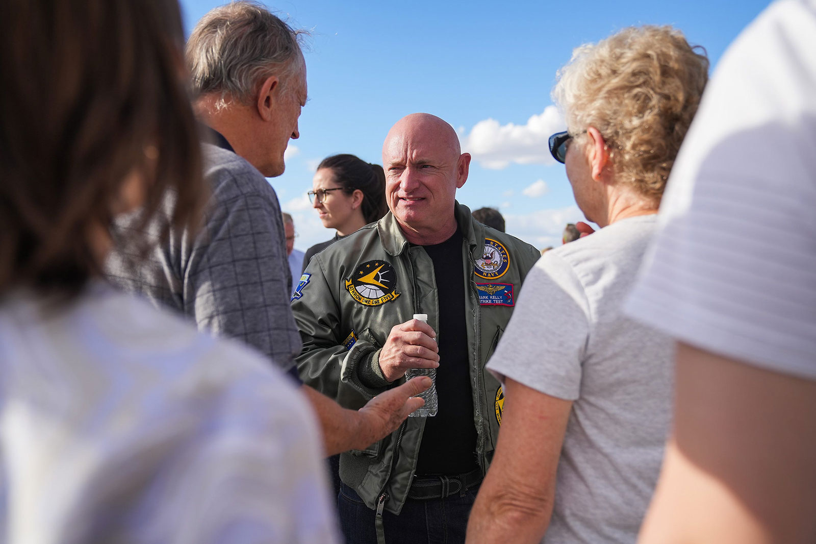 Arizona Democratic Sen. Mark Kelly speaks with constituents during a campaign event in Mesa, Arizona, on Oct. 23. The Arizona Senate race is among the most competitive in the country.