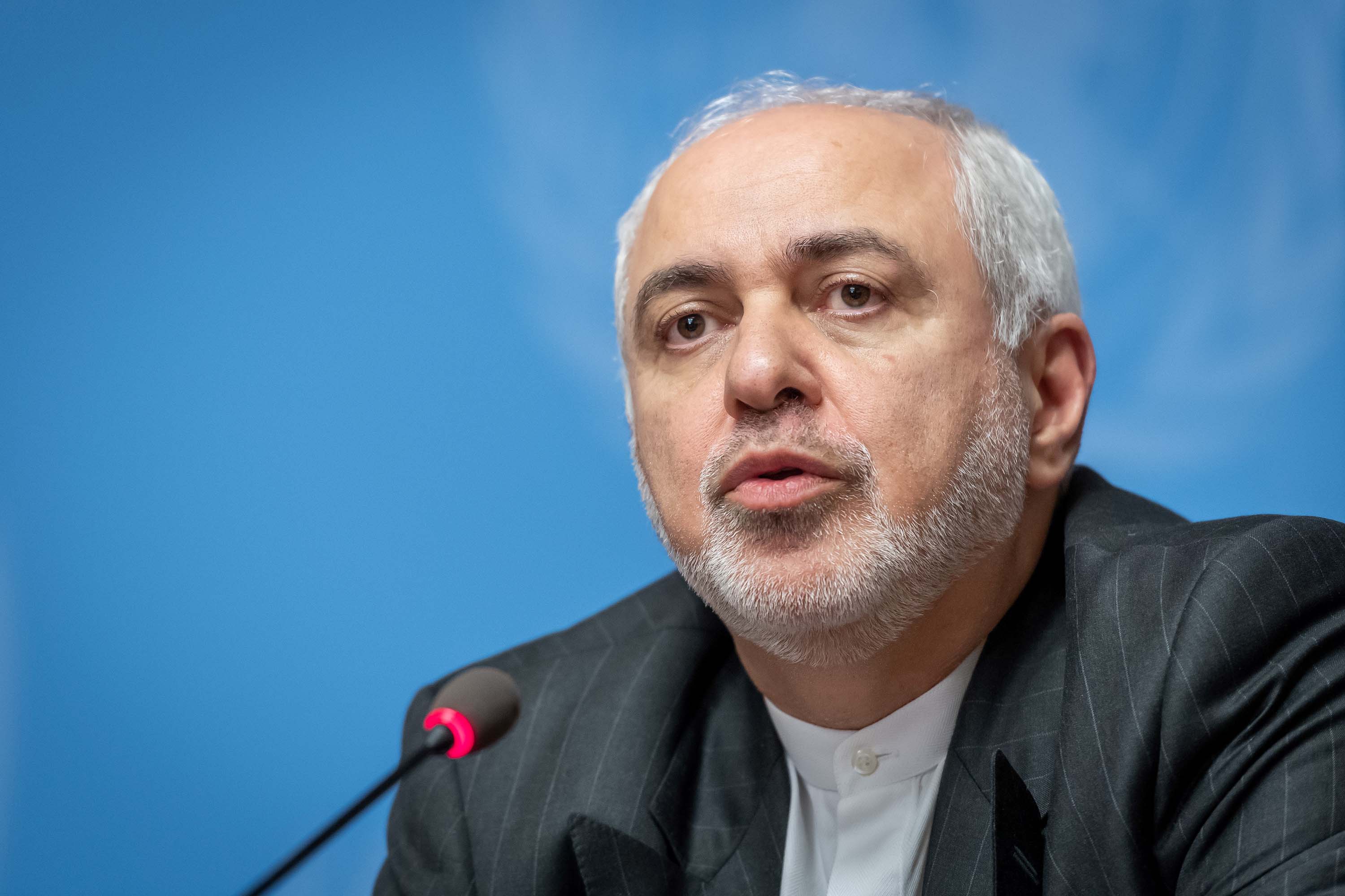 Iranian Foreign Minister Mohammad Javad Zarif speaks at a press conference in Geneva, Switzerland, in October last year. Credit: Fabrice Coffrini/AFP via Getty Images