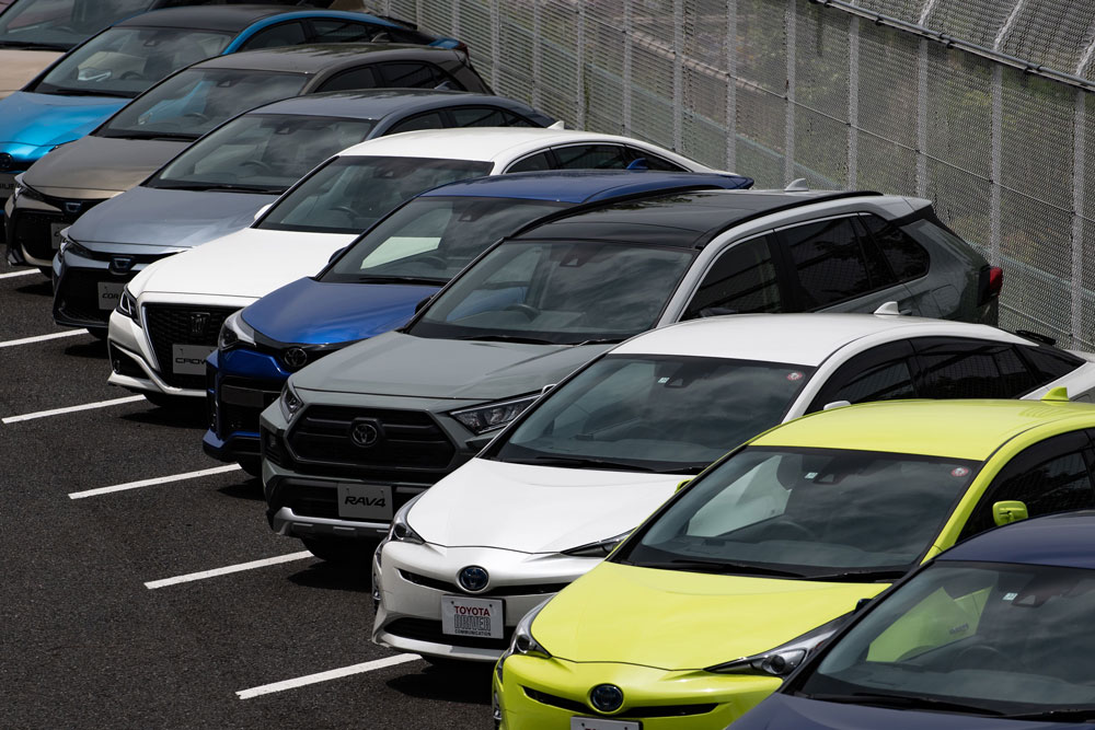 Cars parked outside a closed Toyota showroom in Tokyo on Tuesday.