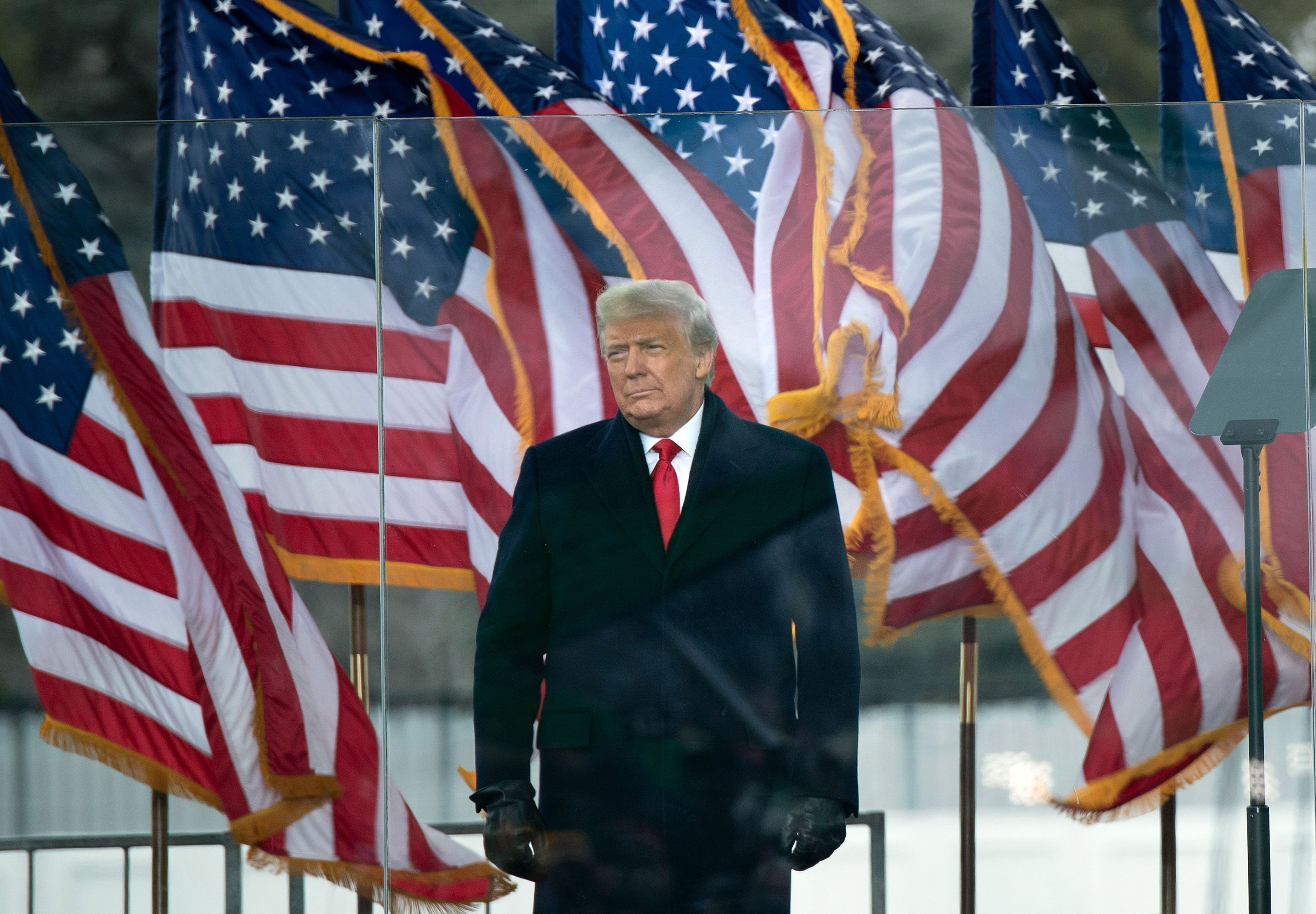 President Donald Trump arrives at a rally near the White House on January 6.