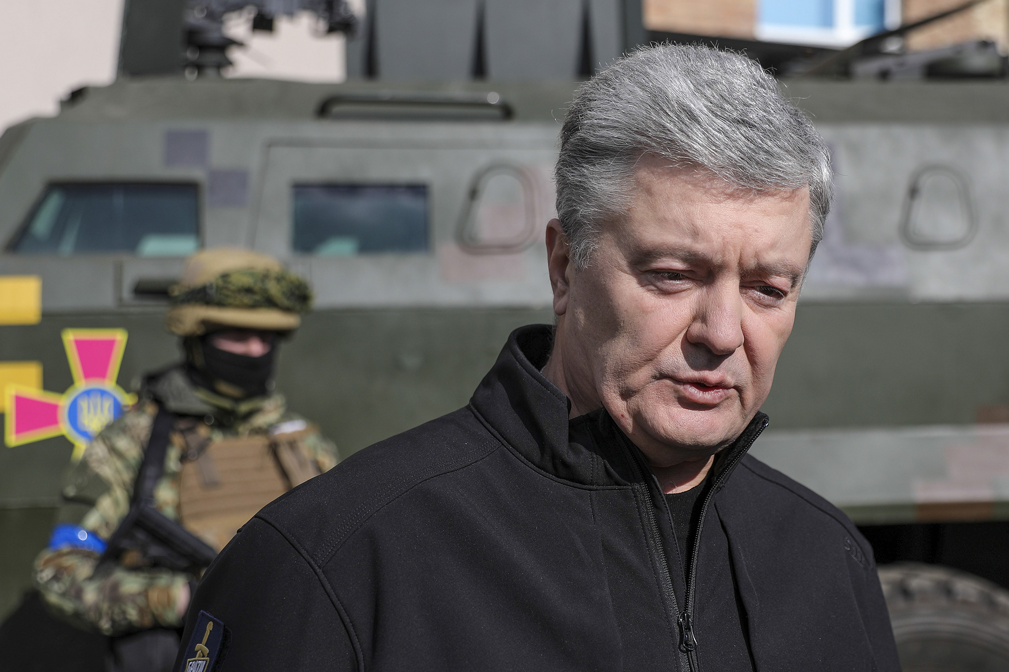 Former President of Ukraine Petro Poroshenko speaks during an interview in Kyiv, Ukraine, on March 18.