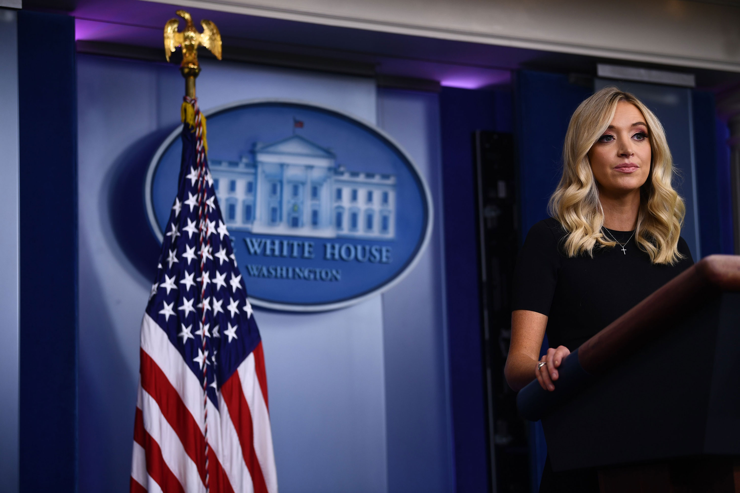 White House Press Secretary Kayleigh McEnany speaks to the press on May 26 in the Brady Briefing Room of the White House in Washington.