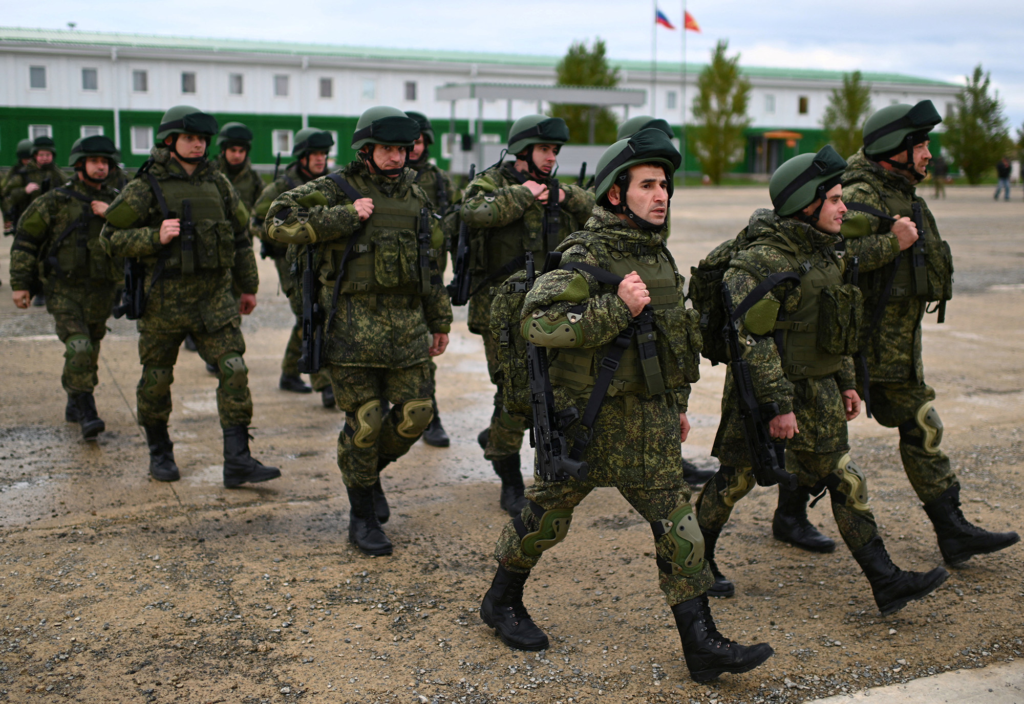 Russian reservists recruited during the partial mobilisation of troops attend a ceremony before departing to the zone of conflict, in the Rostov region, Russia, on October 31.