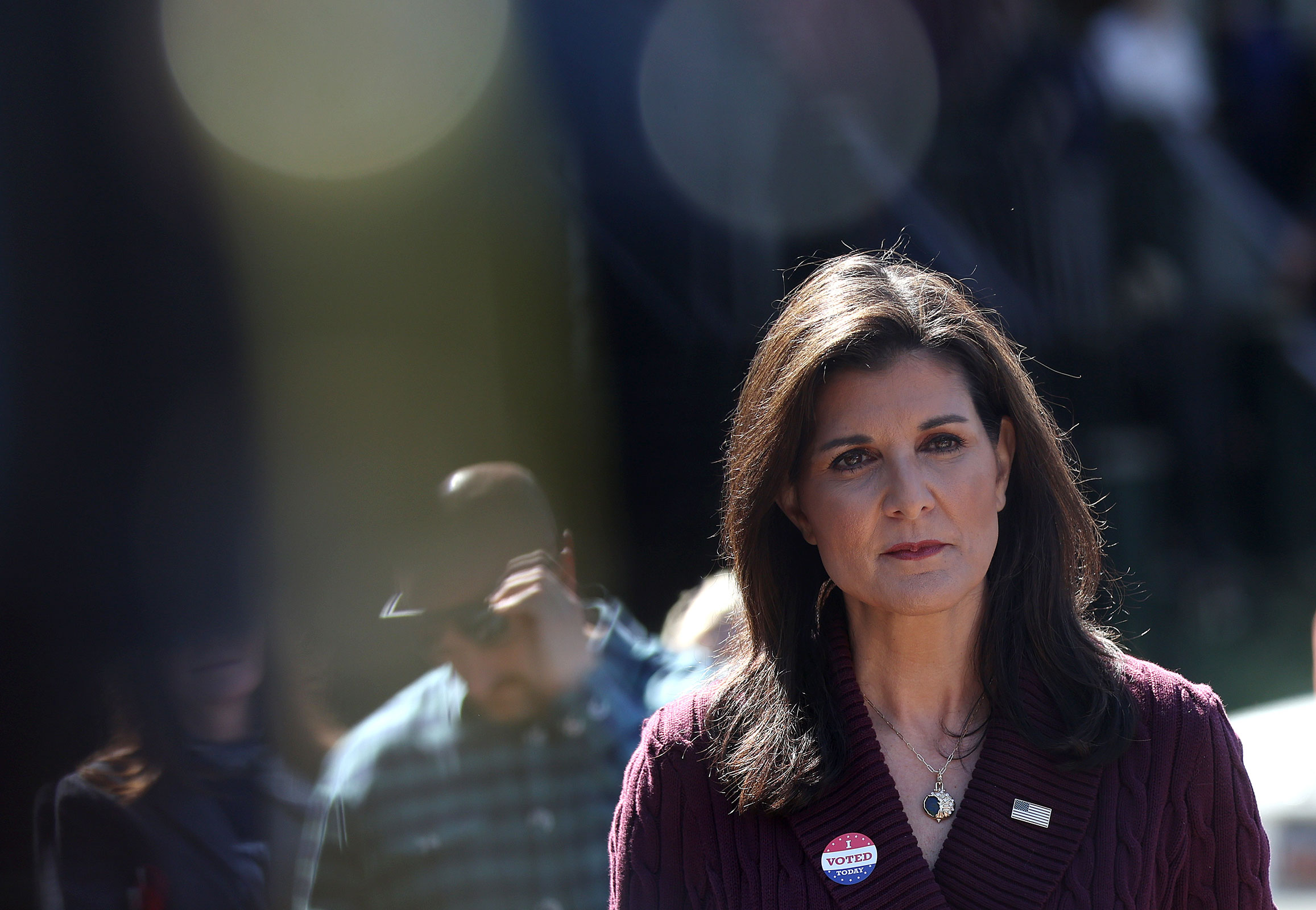 Nikki Haley speaks to reporters after voting in the South Carolina Republican primary on February 24, in Kiawah Island, South Carolina.