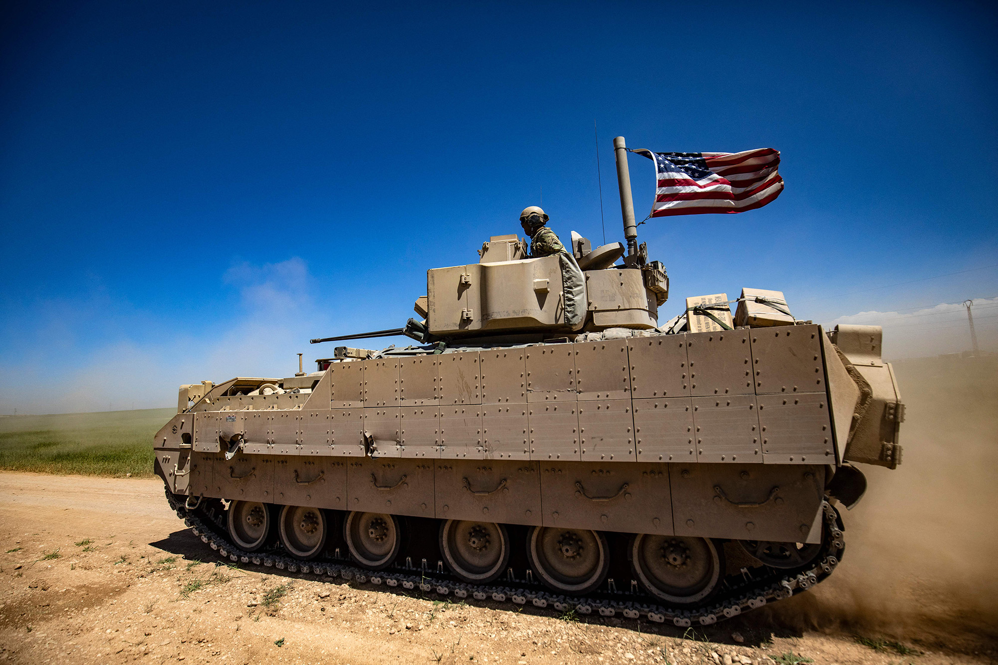 A US Bradley Fighting Vehicle in Syria in 2022.