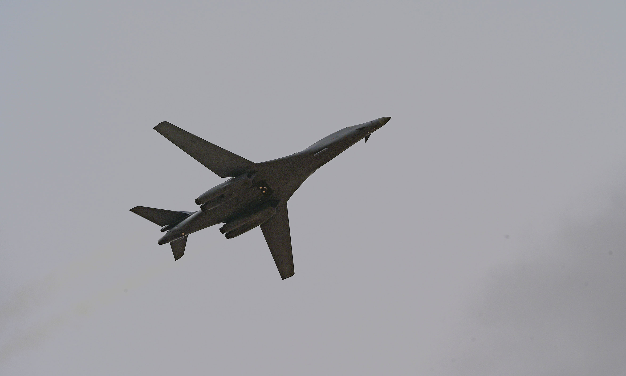 In this June 2023 photo from the US Air Force, a B-1B Lancer aircraft conducts a demonstration on in TanTan, Morocco. 