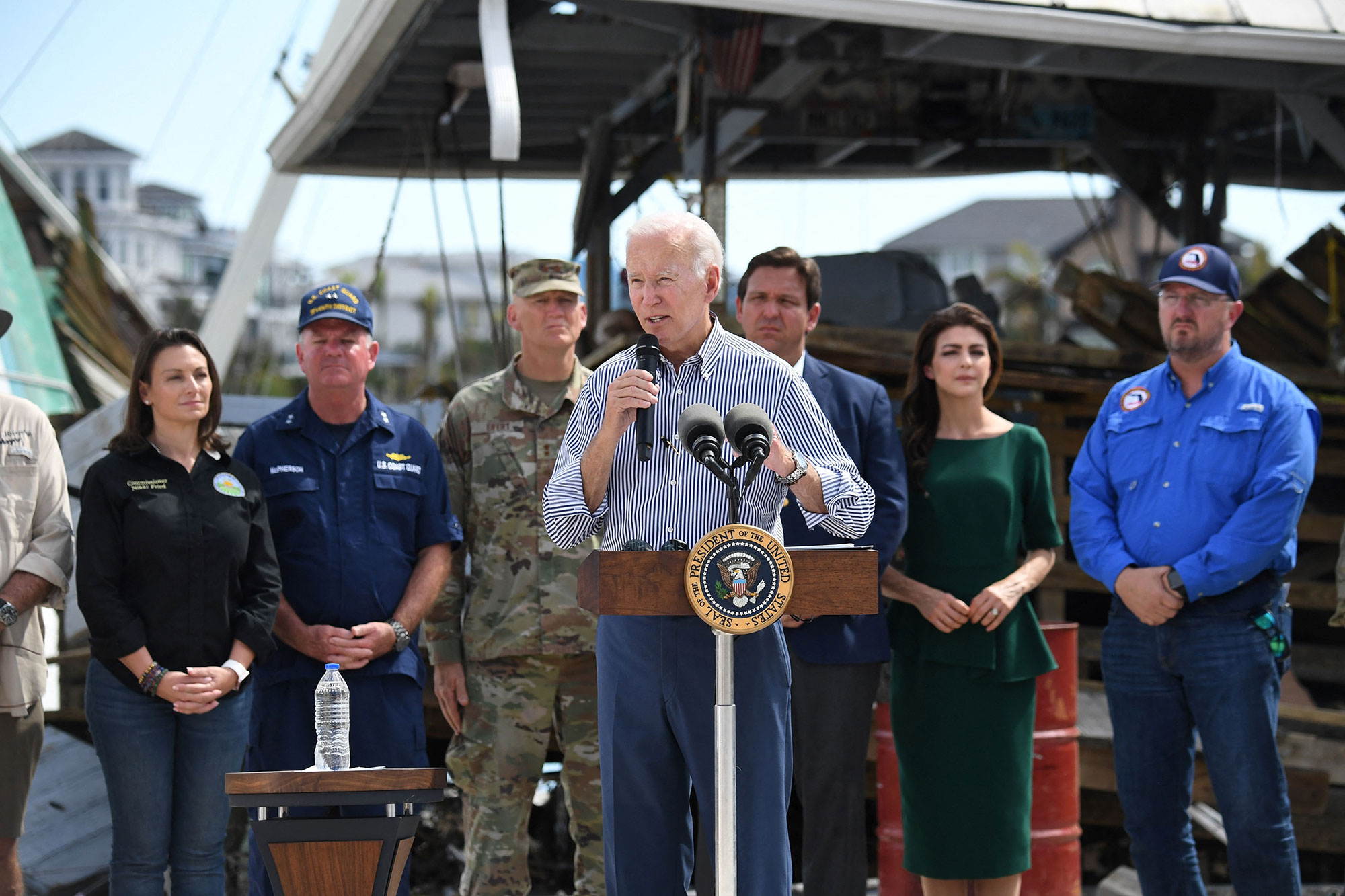 President Joe Biden speaks in Fort Myers, Florida, on October 5. 