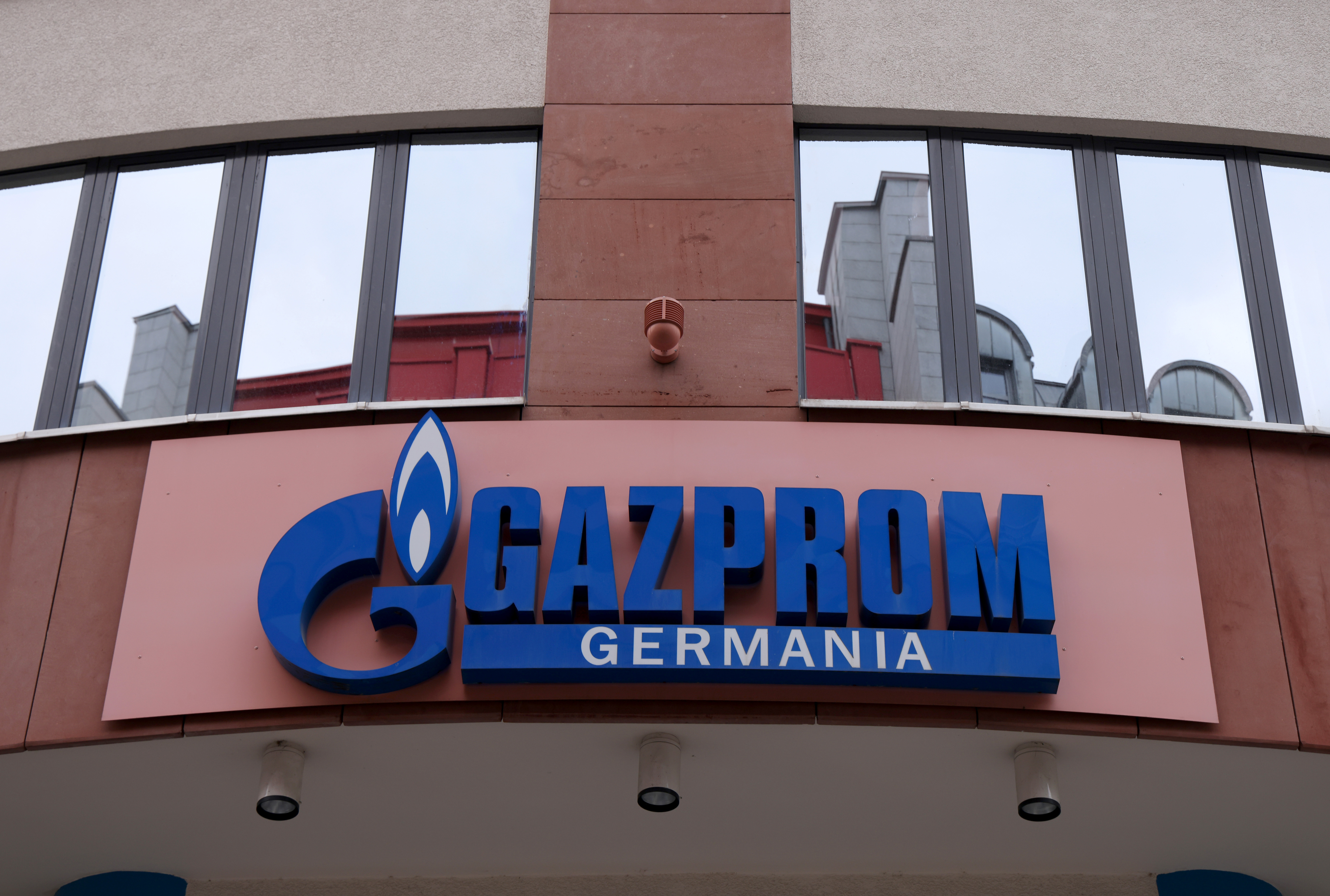 The corporate headquarters of Gazprom Germania, the German unit of Russian natural gas company Gazprom, stands on March 30 in Berlin, Germany.