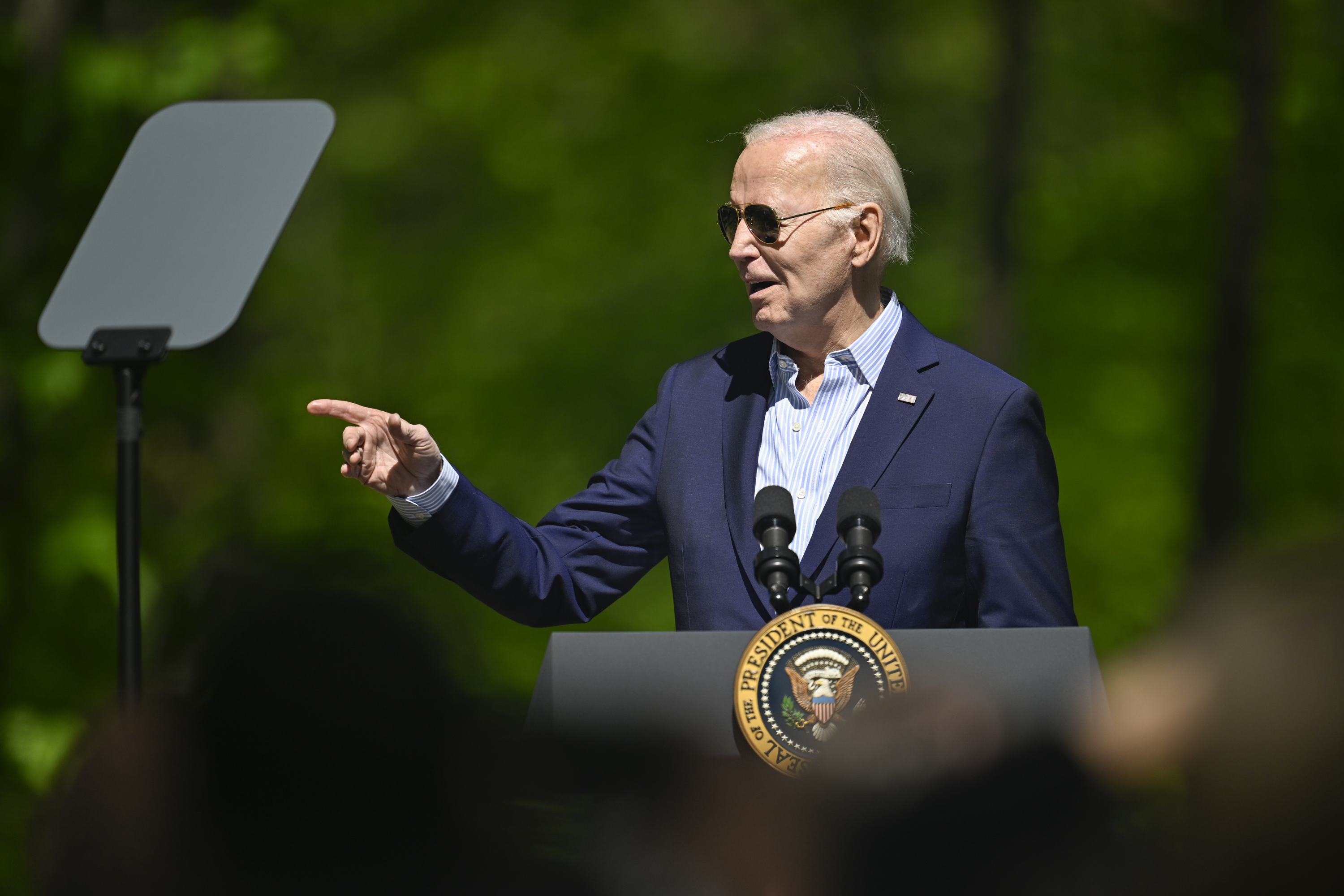 Joe Biden deliver remarks on Earth Day event at Prince William Forest Park in Virginia, on April 22, 2024.
