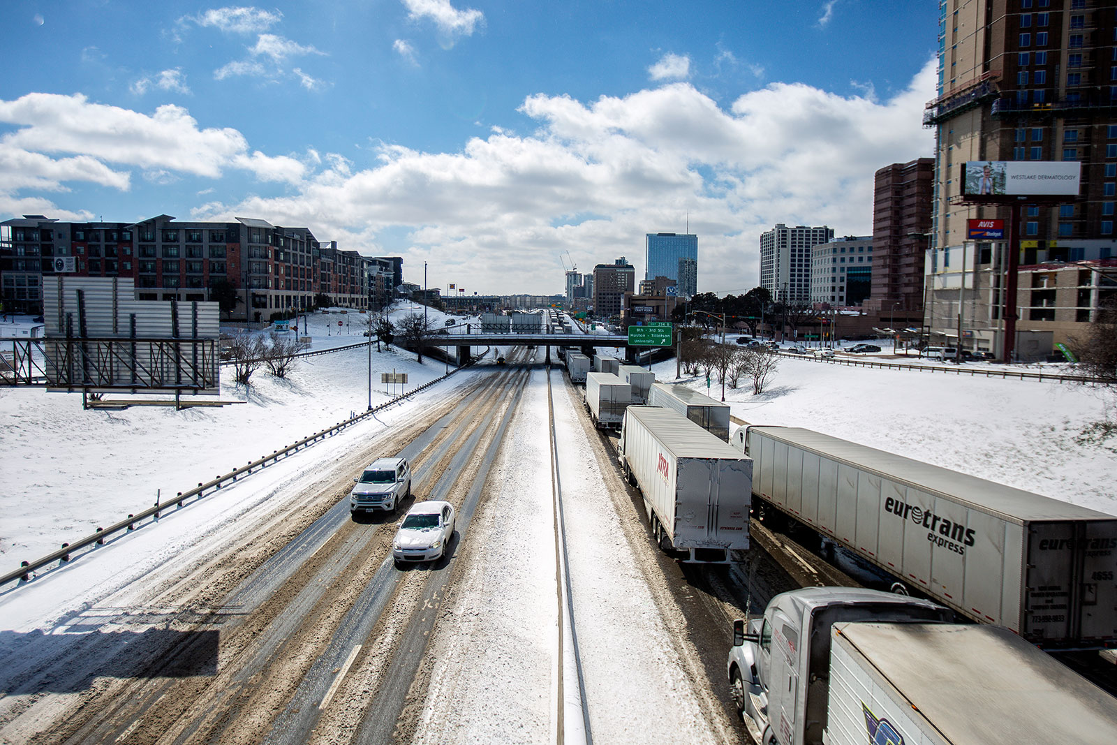 Motorists drive on I-35 in Austin, Texas, on February 15.