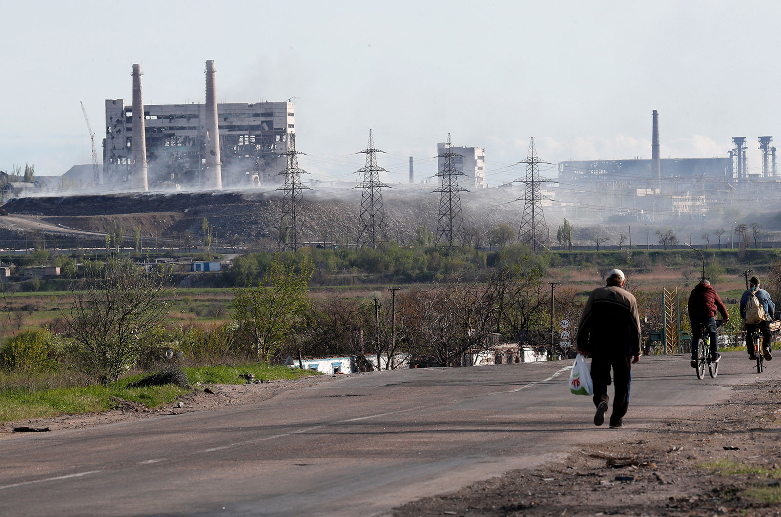 A view shows damage at the Azovstal steel plant in Mariupol, Ukraine, on May 3. 