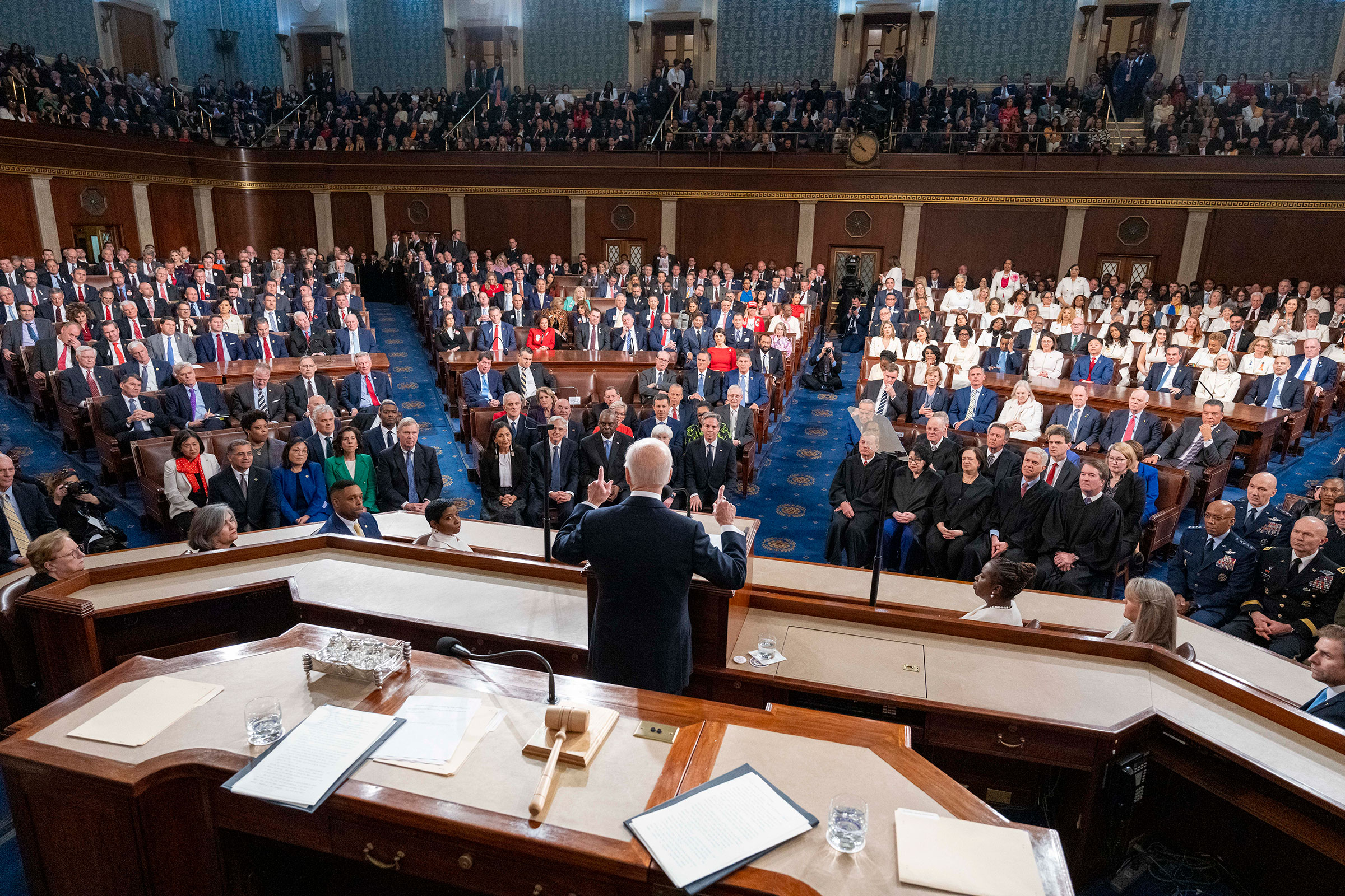 President Joe Biden delivers the annual State of the Union address before a joint session of Congress in the House chamber at the Capital building on March 7 in Washington, DC. 
