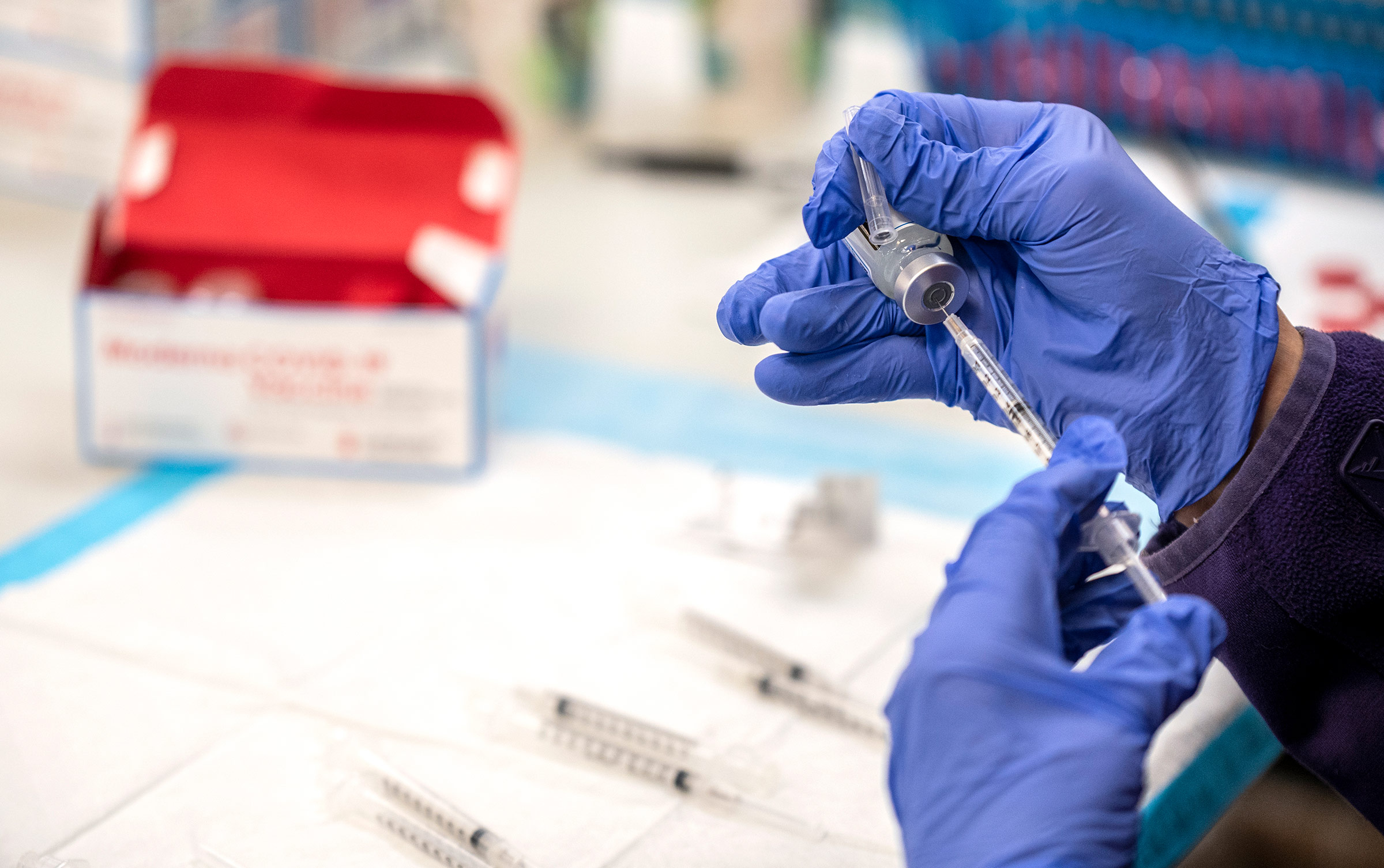A nurse prepares a syringe with the Moderna Covid-19 vaccine at a senior center in San Antonio, Texas, on March 29.