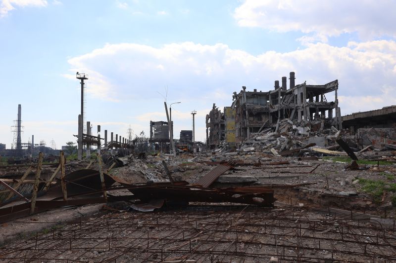Damage to the Azovstal plant in Mariupol, Ukraine on Friday, May 27.