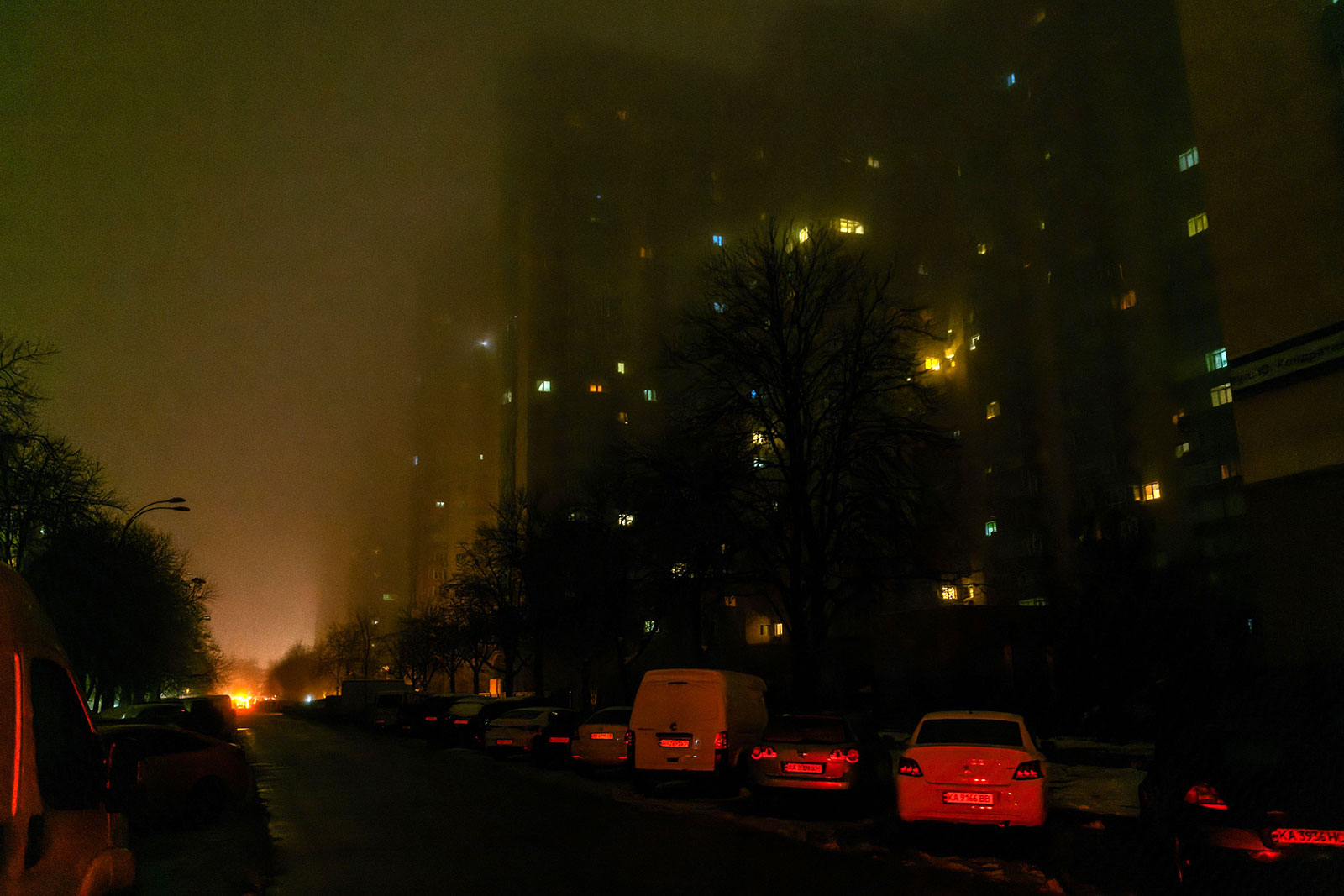 A street without electricity is seen in Kyiv, Ukraine, on November 24. 
