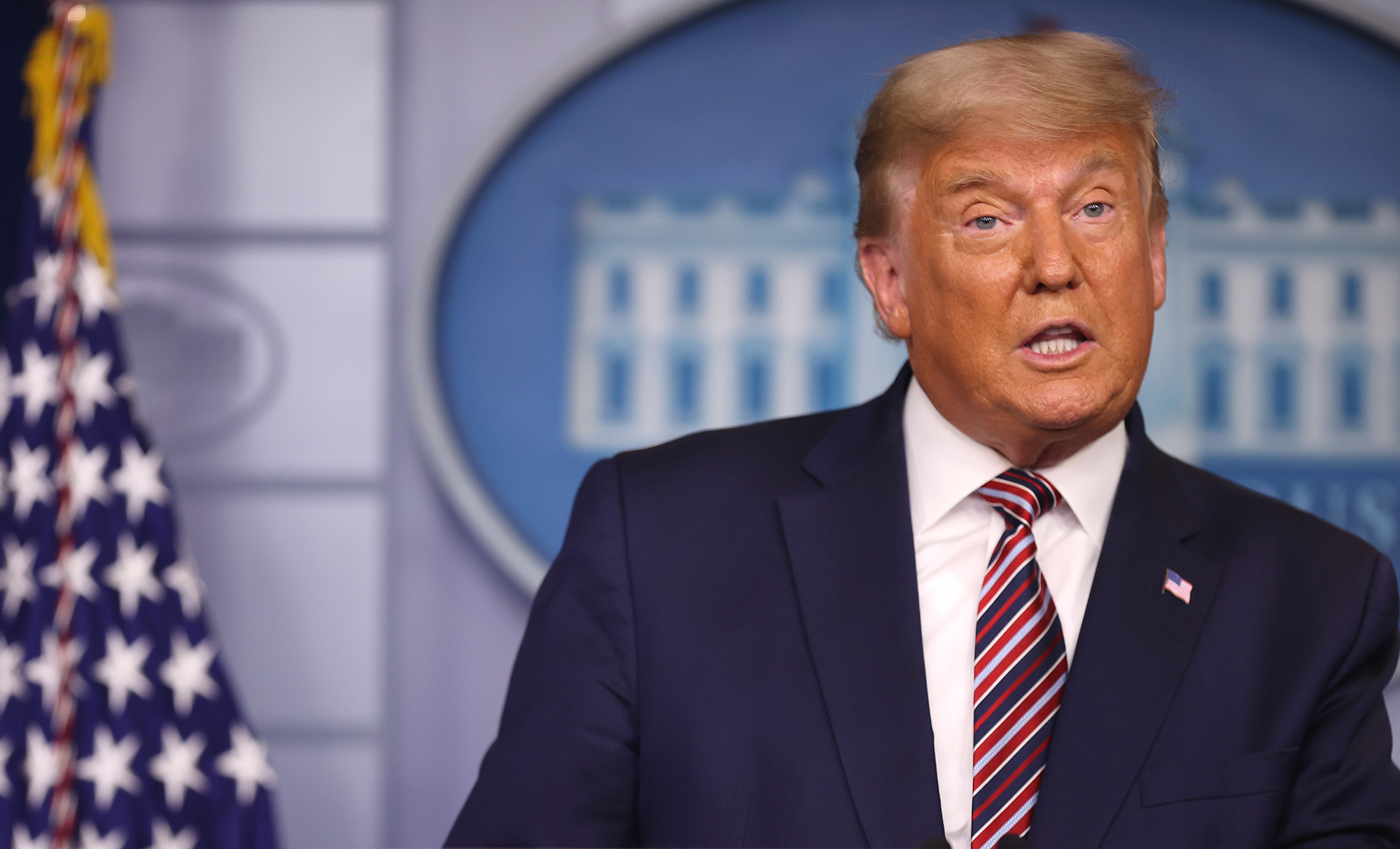 President Donald Trump speaks in the briefing room at the White House on November 5 in Washington, DC. 