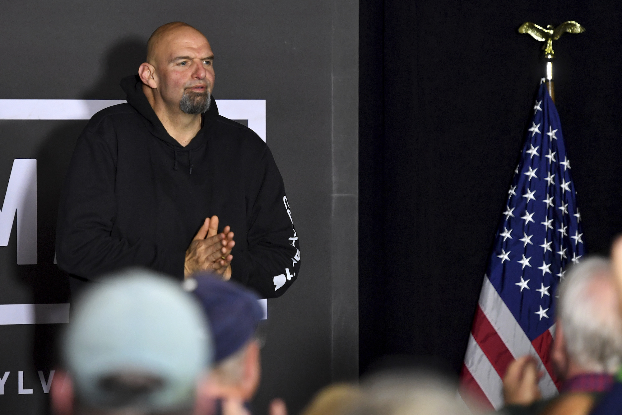 Fetterman at a campaign event in Wilkes-Barre, Pennsylvania, on Thursday.