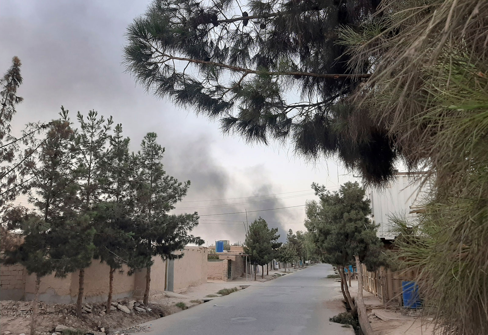 Smoke rises from Lashkar Gah, Afghanistan after airstrikes against the Taliban on August 6.