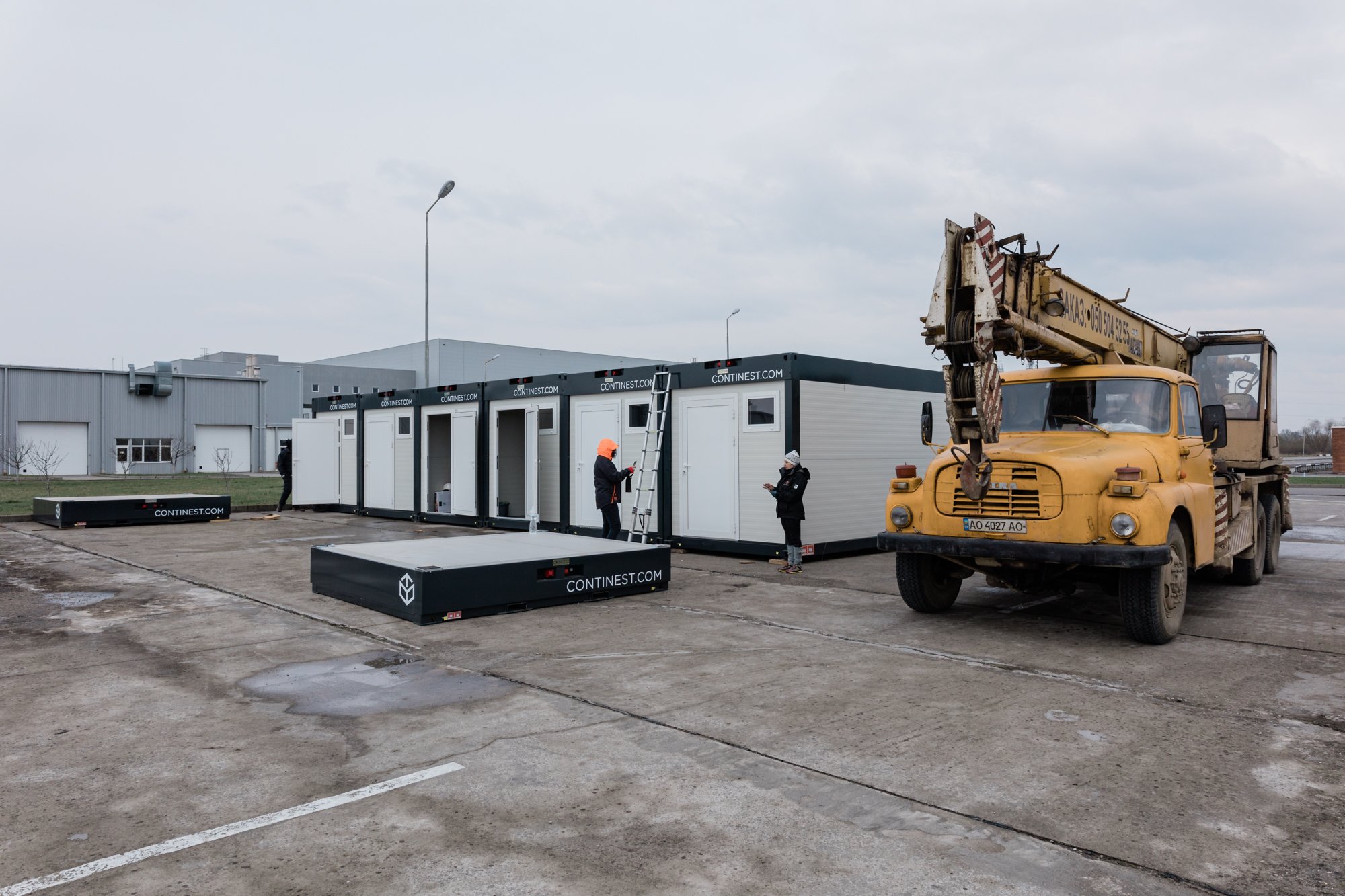 The modular houses will provide temporary homes for refugees.
