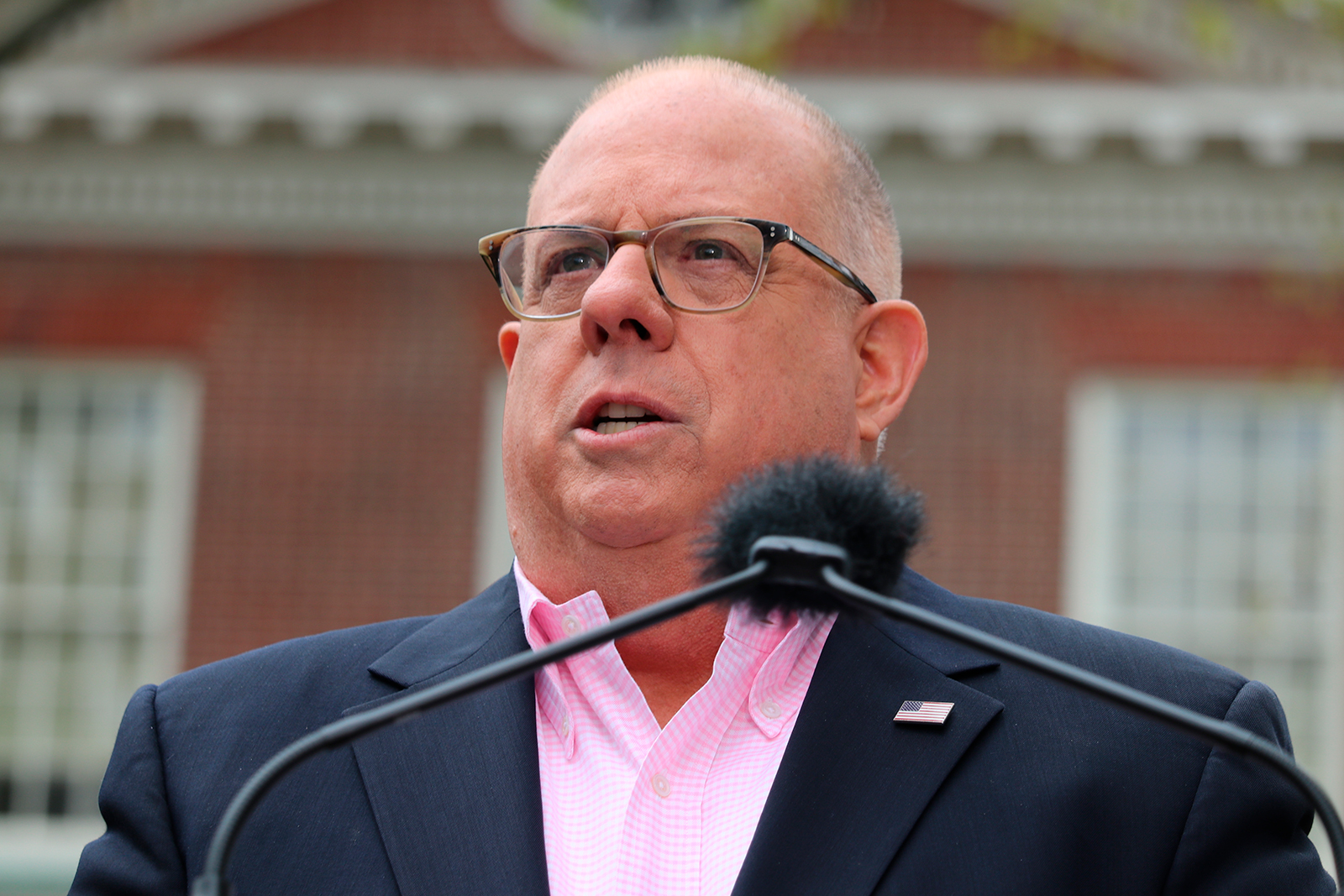 Maryland Gov. Larry Hogan speaks at a news conference at the Maryland State House on April 17 in Annapolis, MD. 