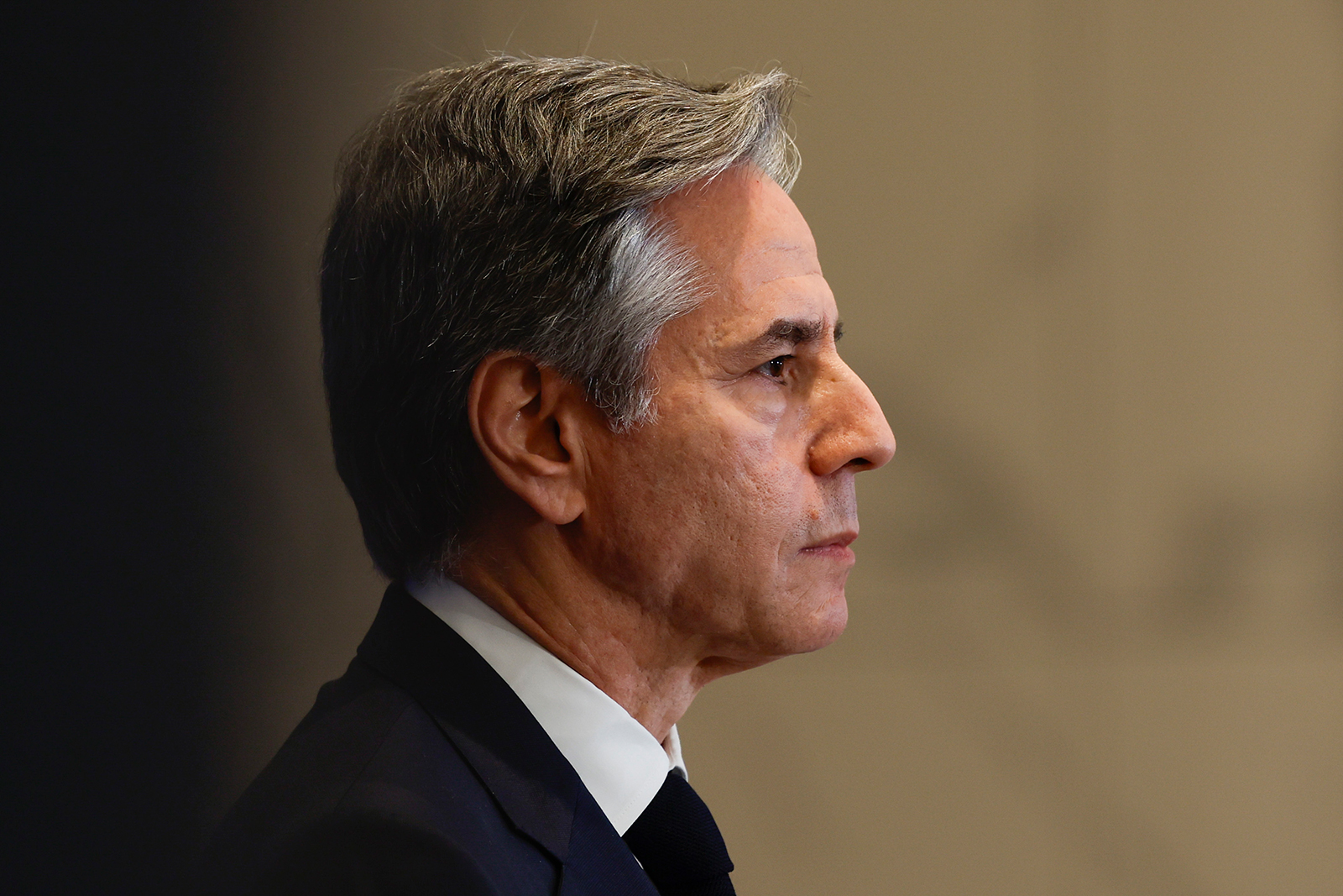Antony Blinken attends a news conference in Tel Aviv on January 9.
