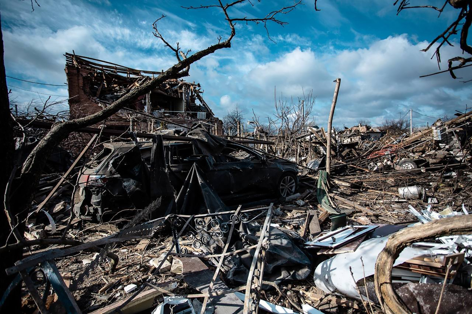 Aftermath of missile strikes in the city of Pavlohrad, Ukraine, on February 16.