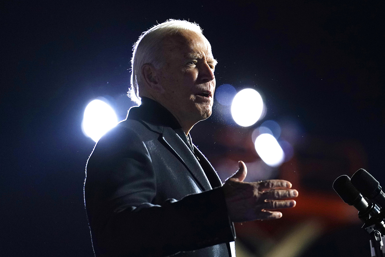 Democratic presidential candidate former Vice President Joe Biden speaks at a rally at Belle Isle Casino in Detroit, Michigan, on Saturday, October 31. 