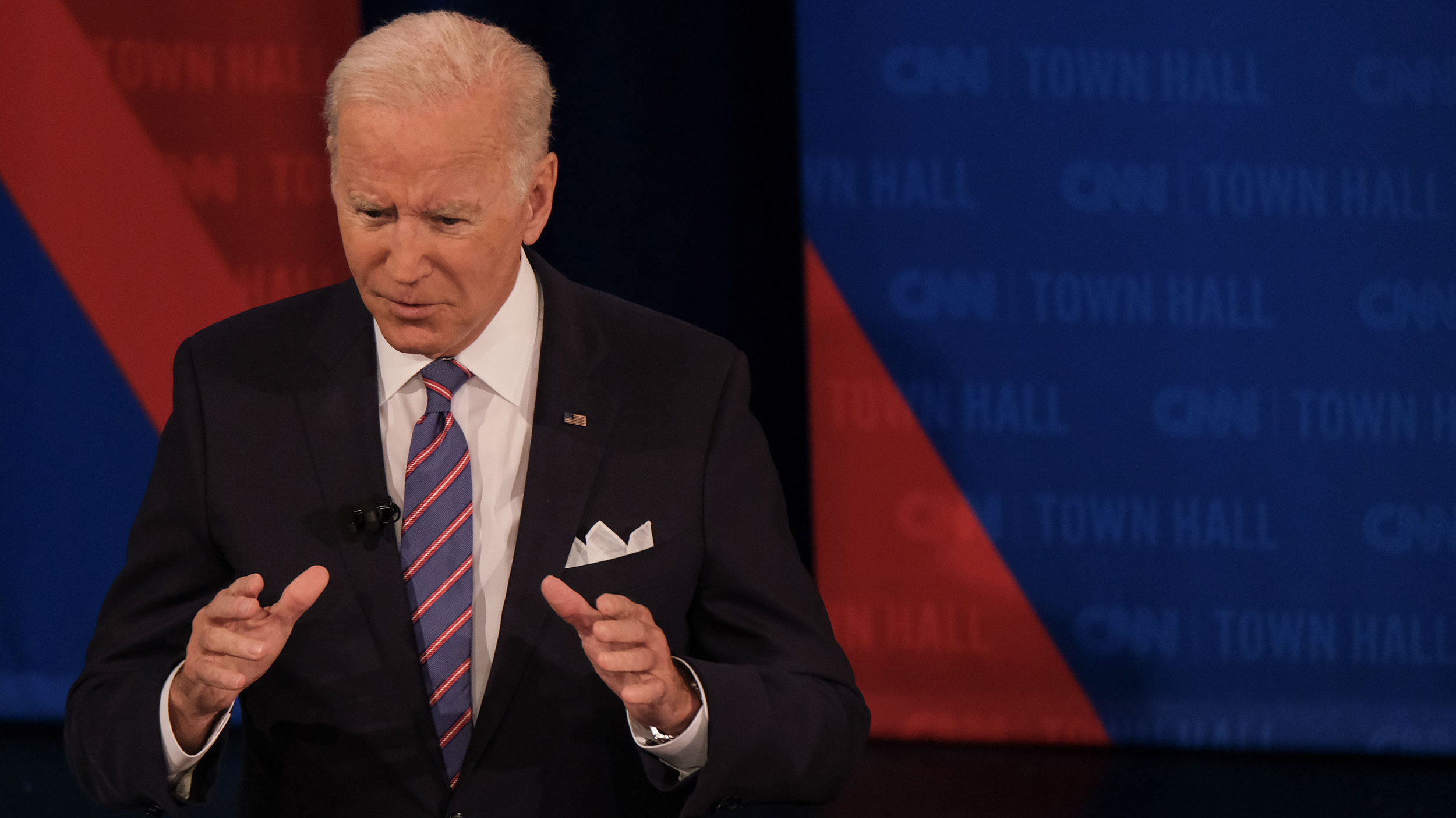 President Joe Biden speaks during CNN's Presidential Town Hall in Baltimore, Maryland, on October 21.