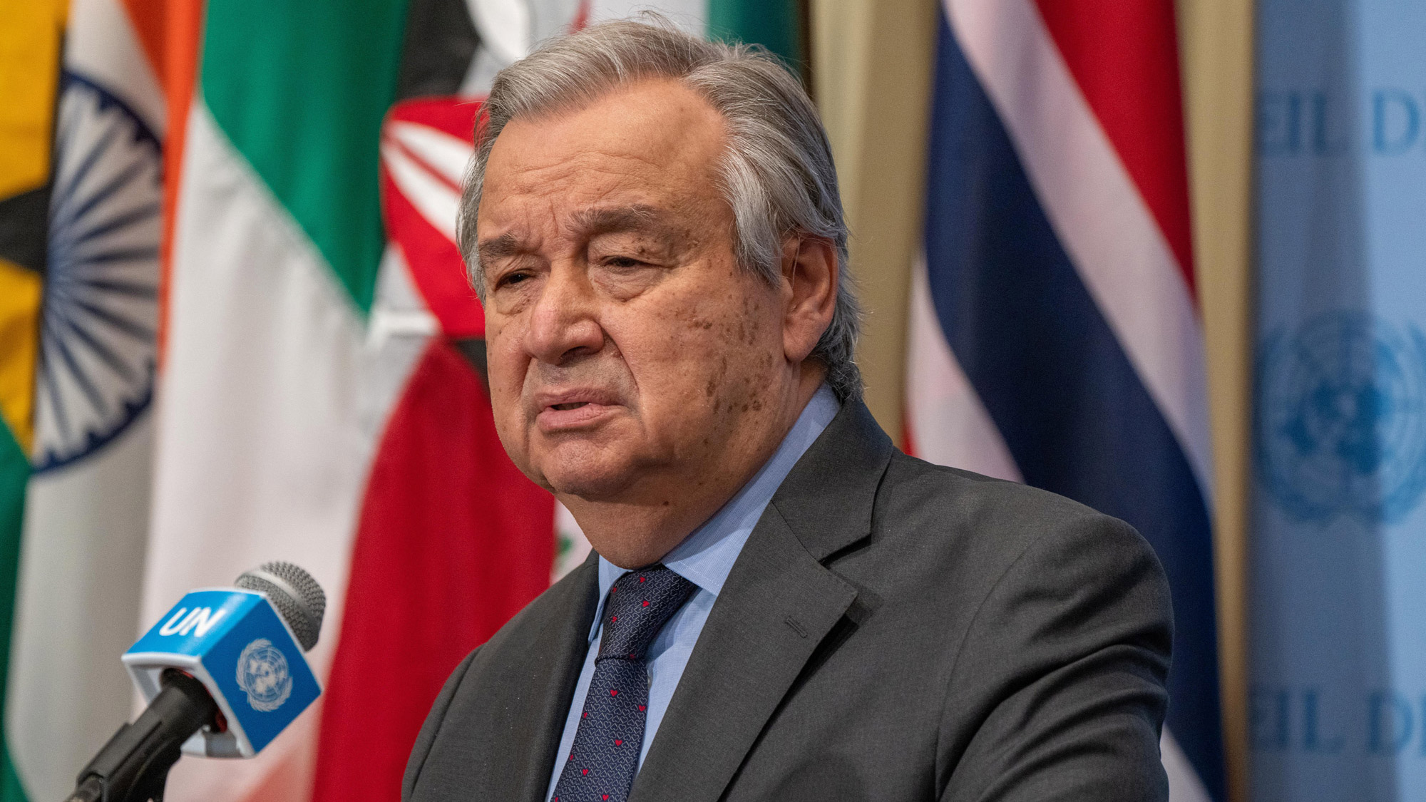 United Nations Secretary-General António Guterres speaks on February 23 in New York City. 