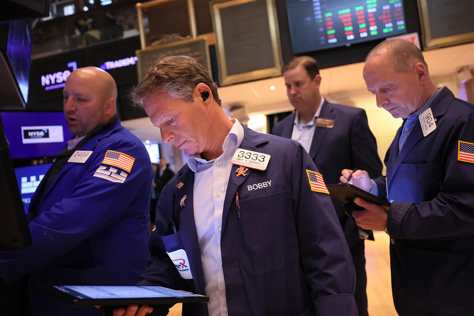 Traders work on the floor of the New York Stock Exchange on May 17.