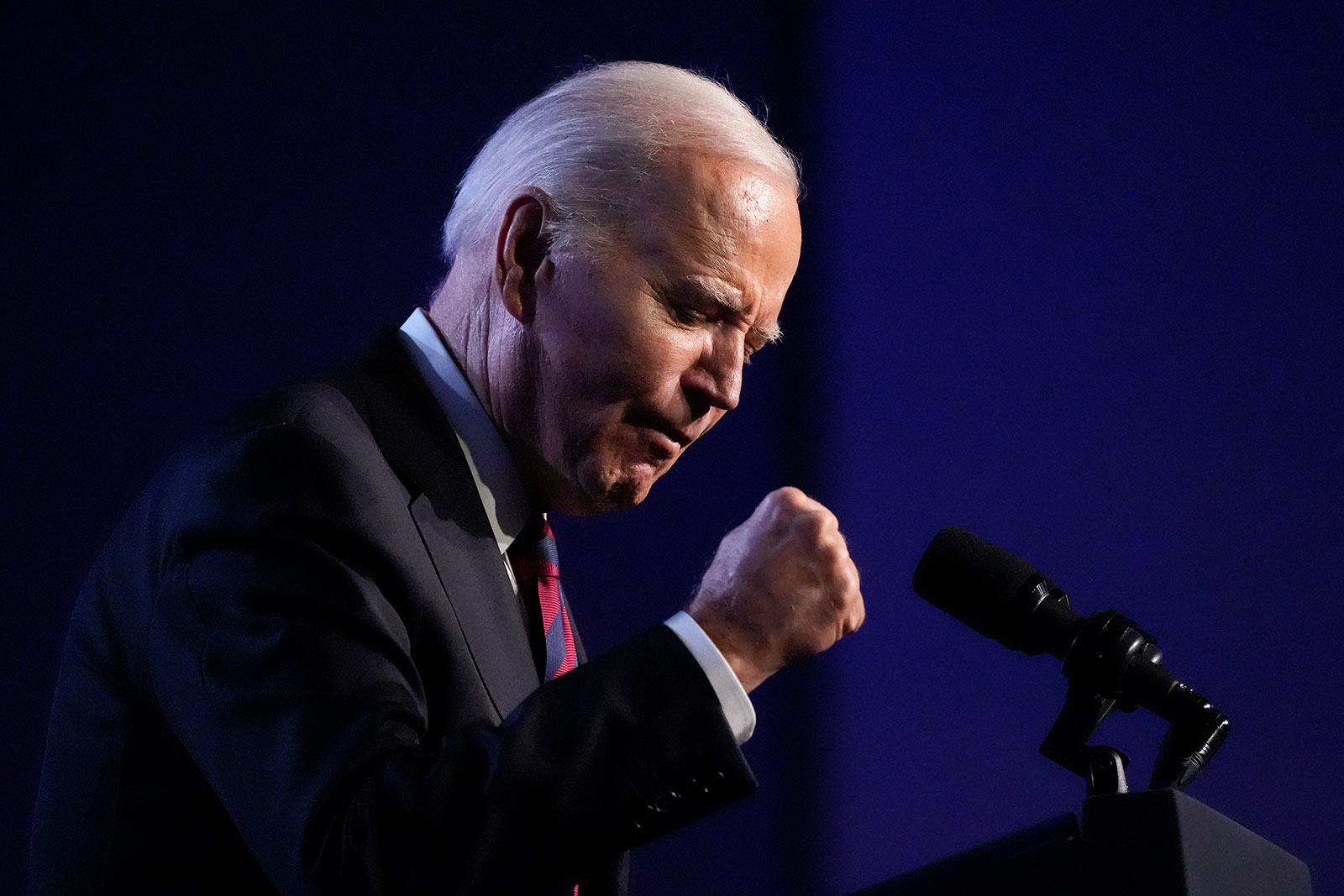 President Joe Biden speaks during a United Auto Workers' political convention on Wednesday, January 24, in Washington, DC. 