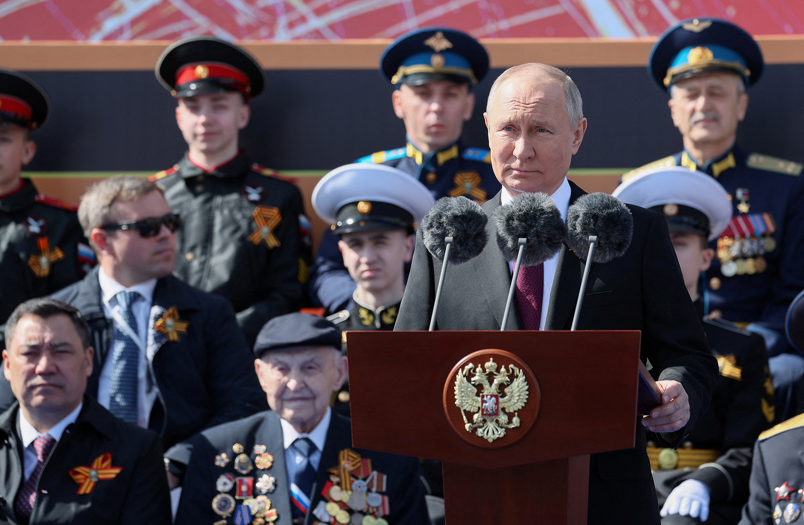 Vladimir Putin delivers a speech during a military parade on Victory Day, which marks the 78th anniversary of the victory over Nazi Germany in World War Two, in Red Square in central Moscow, on May 9.